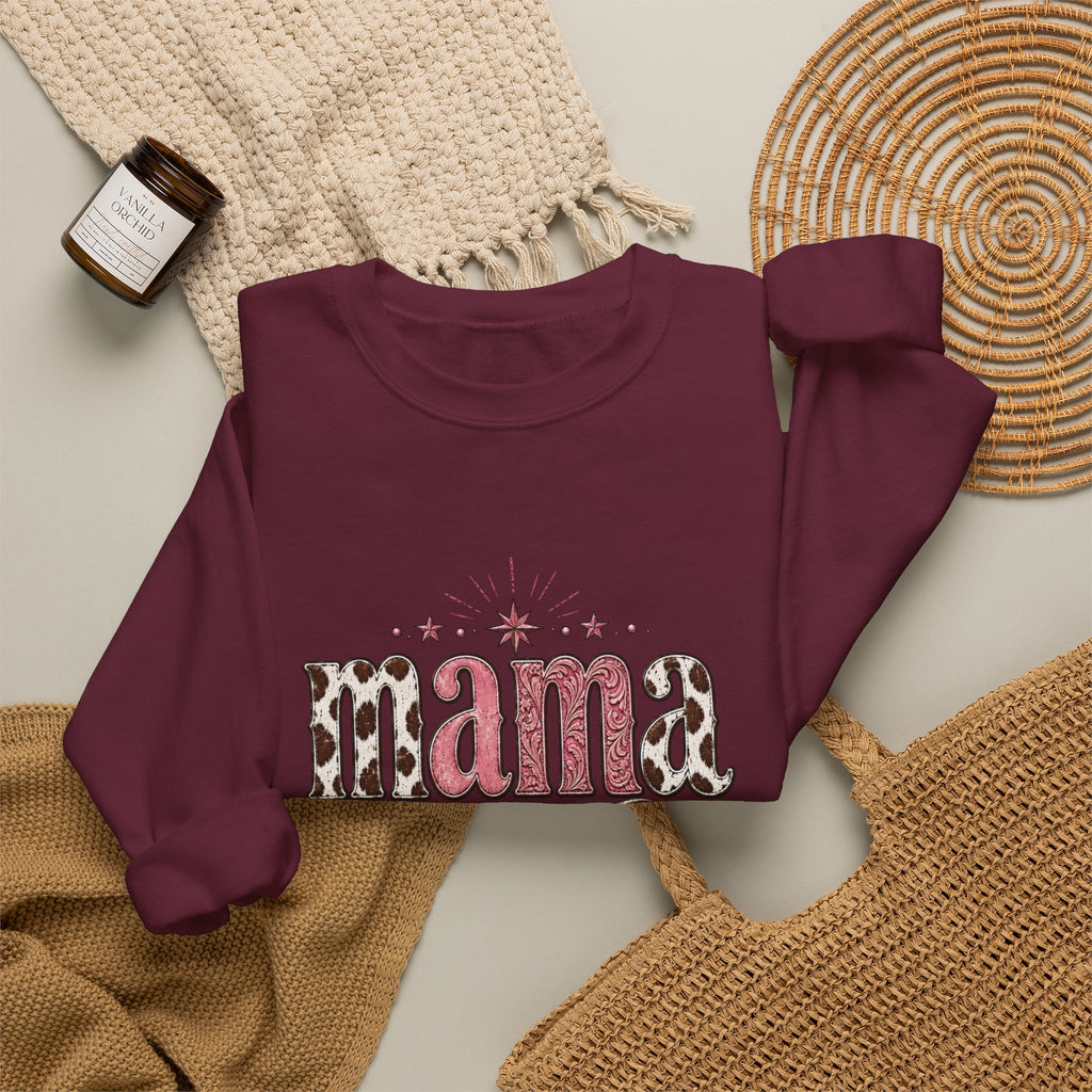 Mama southwestern skull sweatshirt | Boho cowhide lettering crewneck