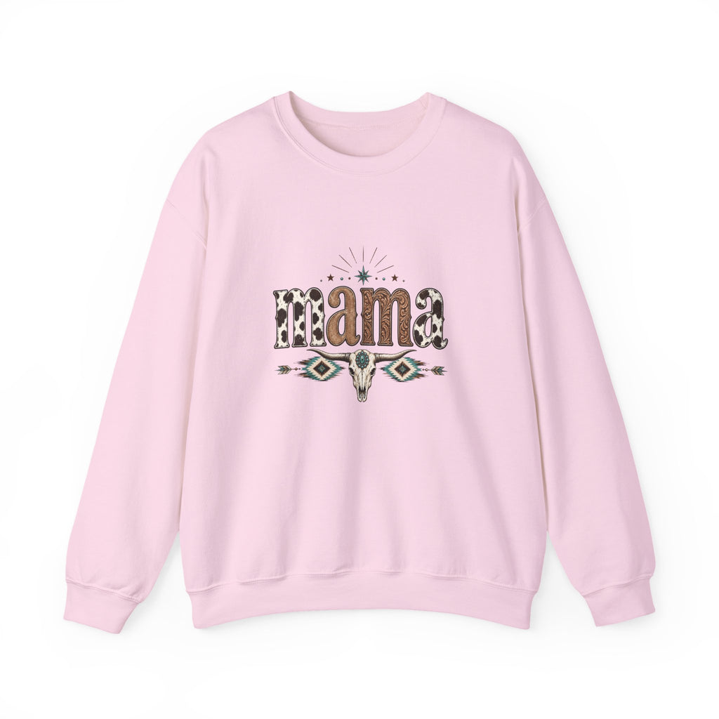 Mama Southwestern Skull sweatshirt | Cowhide Lettering, Turquoise Accents