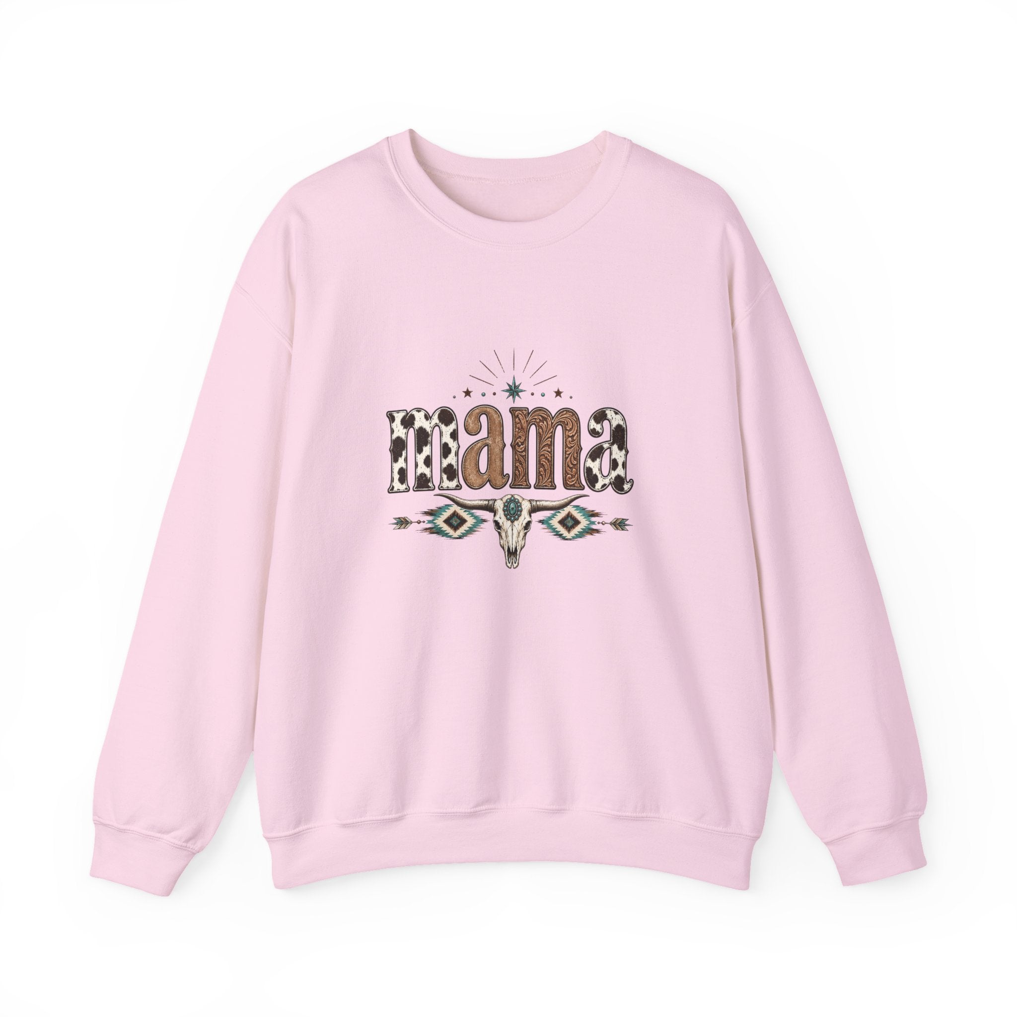 Mama Southwestern Skull sweatshirt | Cowhide Lettering, Turquoise Accents