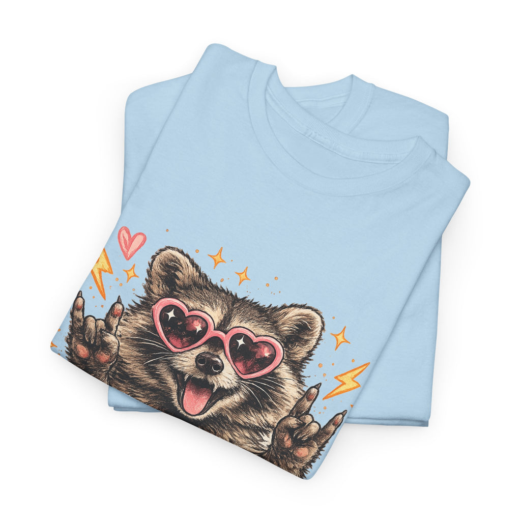 Raccoon Heart Sunglasses Tee — Cute Retro Animal Graphic T-Shirt