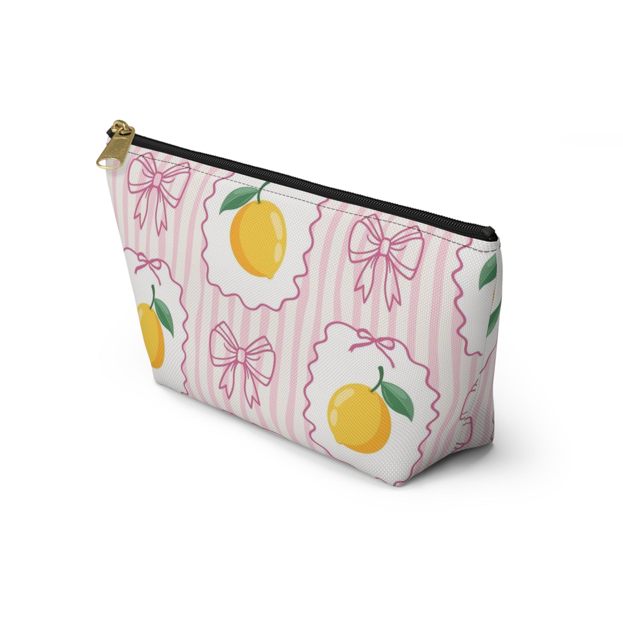 Lemon Bow Pattern Accessory Pouch | T-Bottom Cosmetic Bag