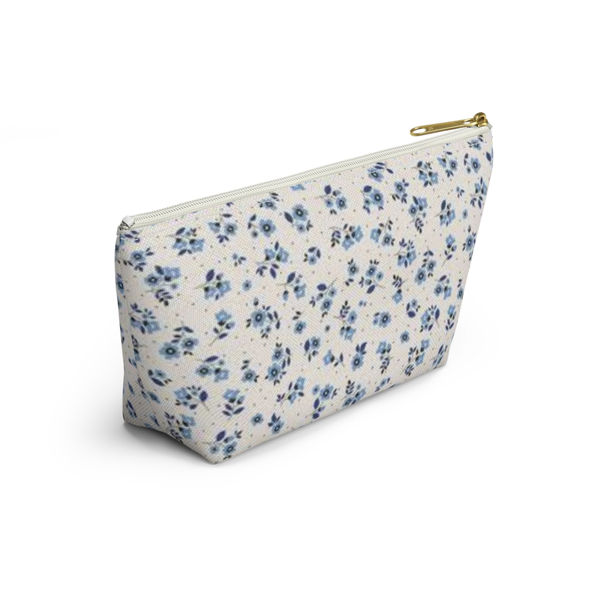 Blue Floral Pattern Accessory Pouch