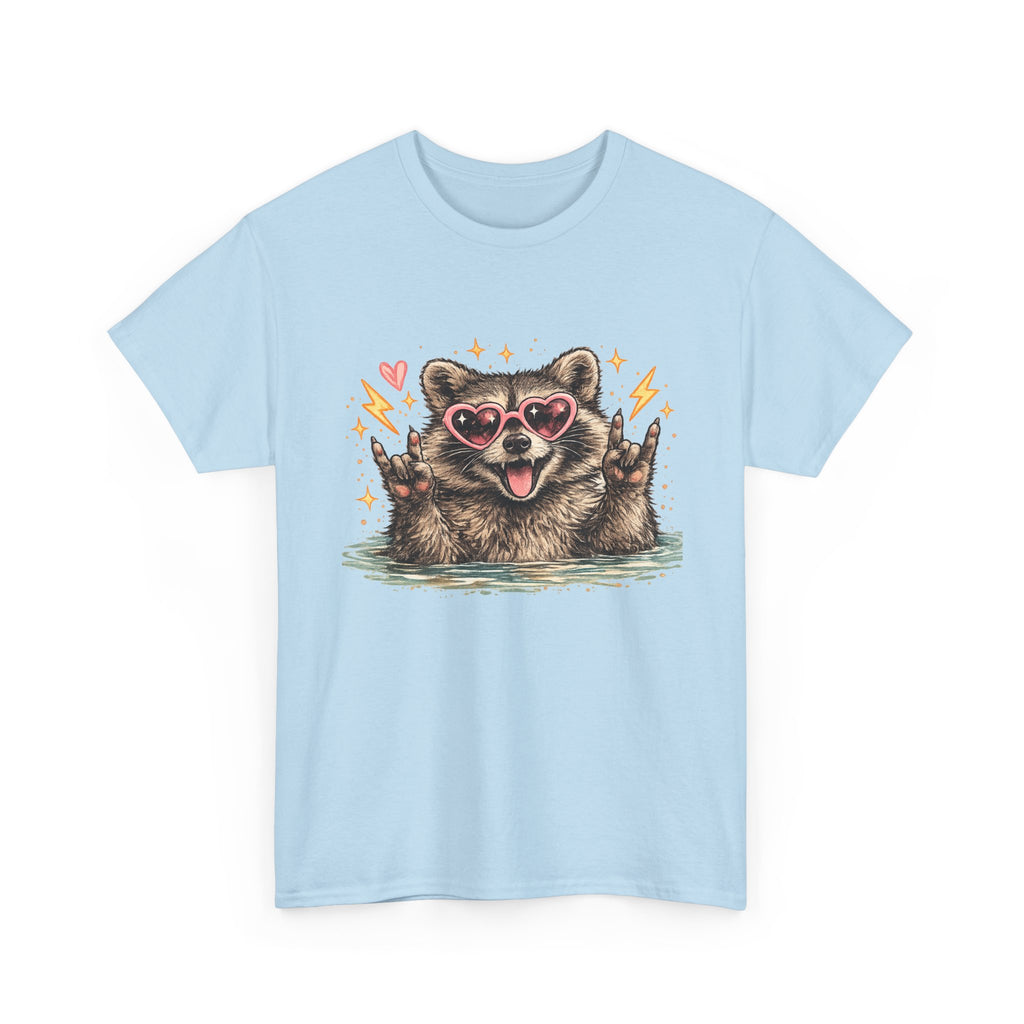 Raccoon Heart Sunglasses Tee — Cute Retro Animal Graphic T-Shirt
