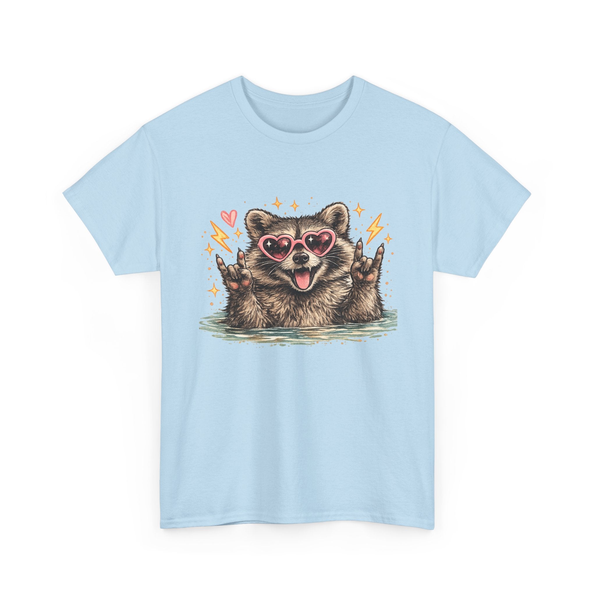 Raccoon Heart Sunglasses Tee — Cute Retro Animal Graphic T-Shirt
