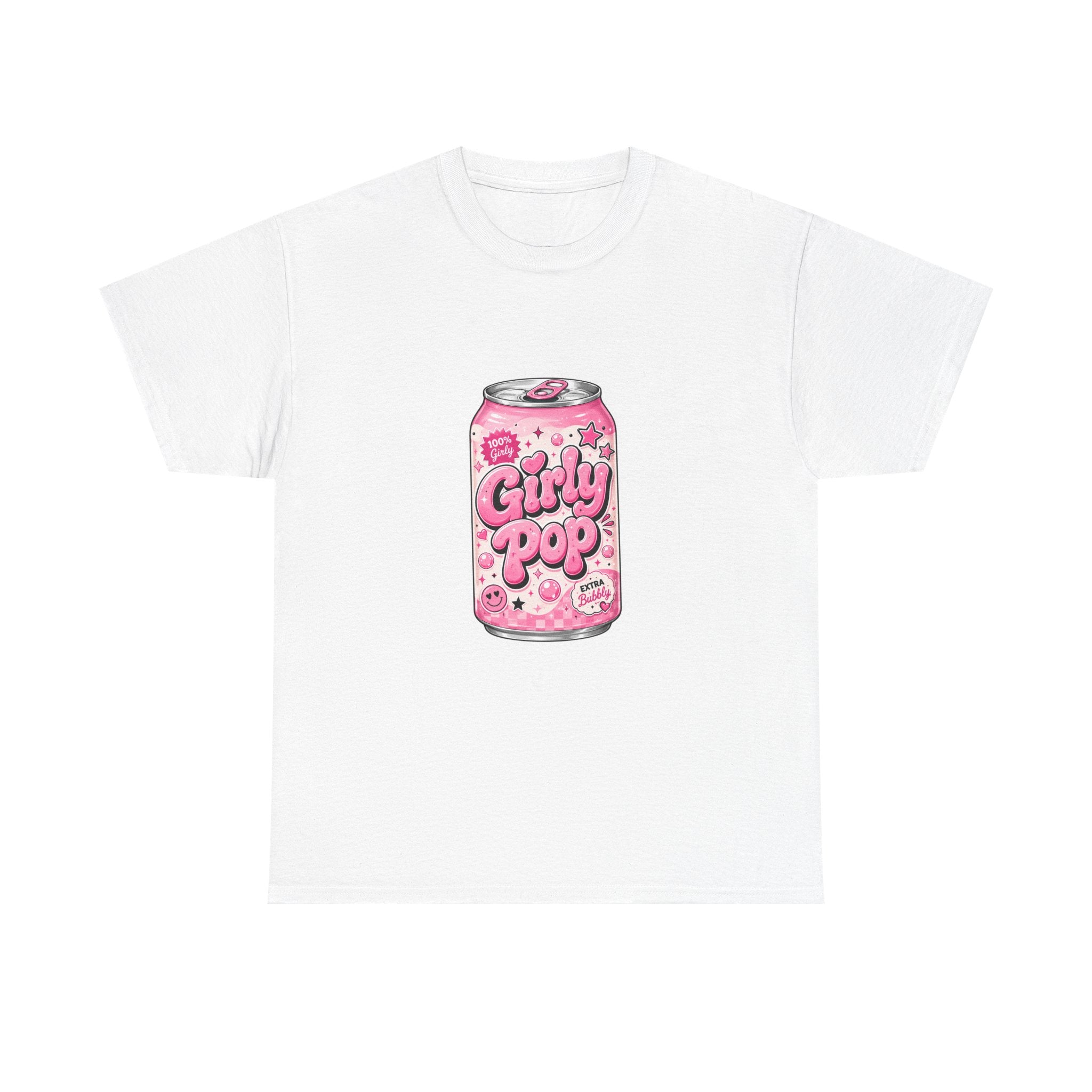 Girly Pop Soda Can T-Shirt | Pink Retro Bubble Drink Illustration