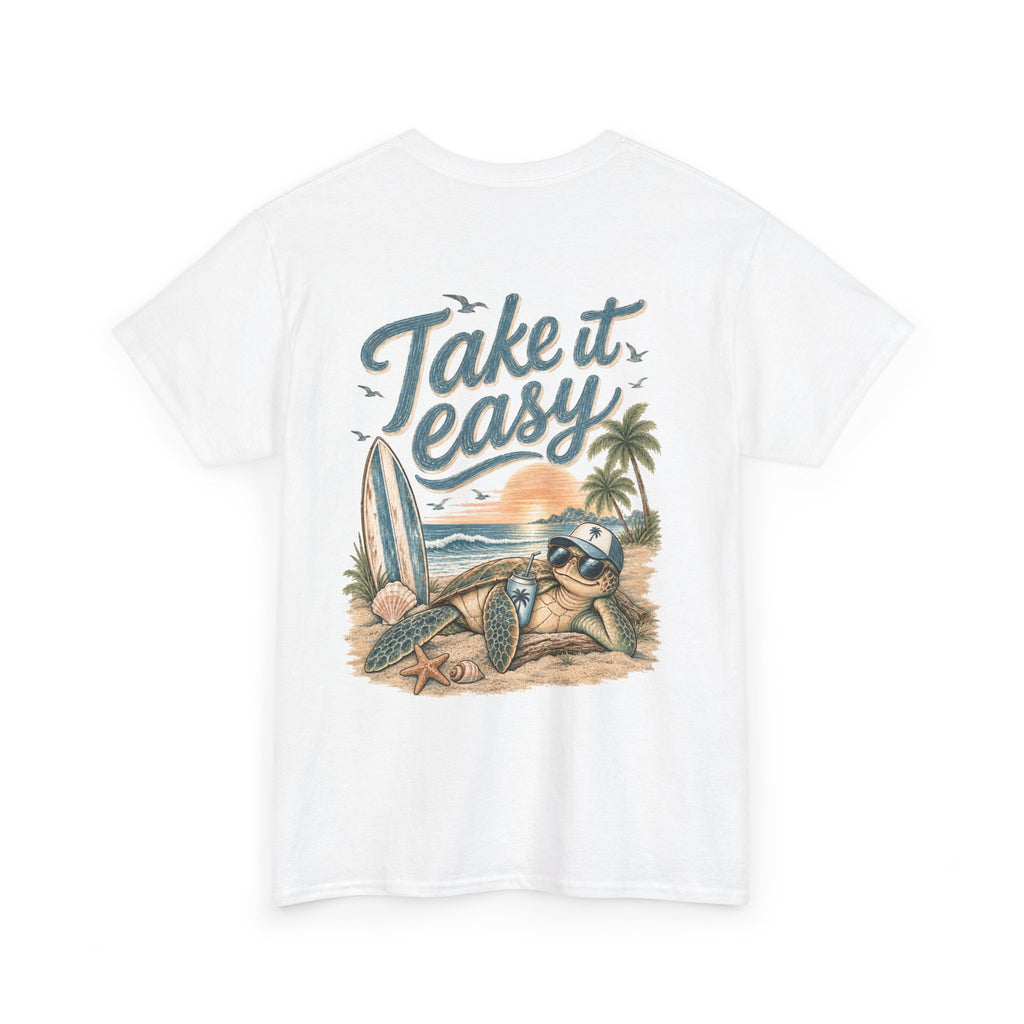 Take It Easy Surf T-Shirt — Relaxing Beach turtle Graphic Tee