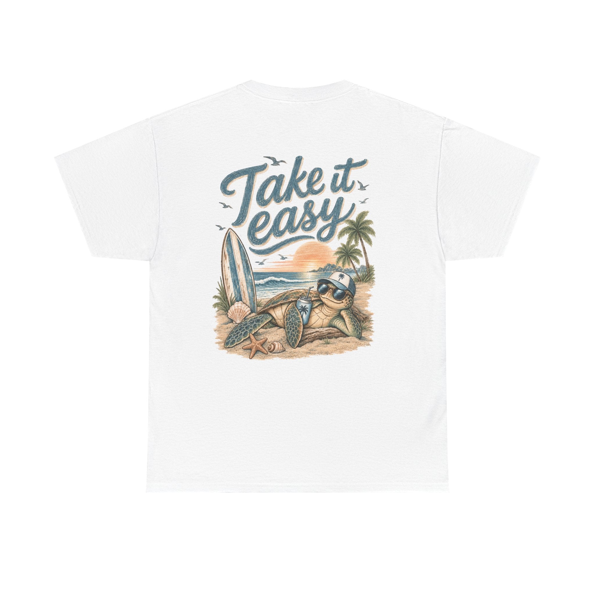 Take It Easy Surf T-Shirt — Relaxing Beach turtle Graphic Tee