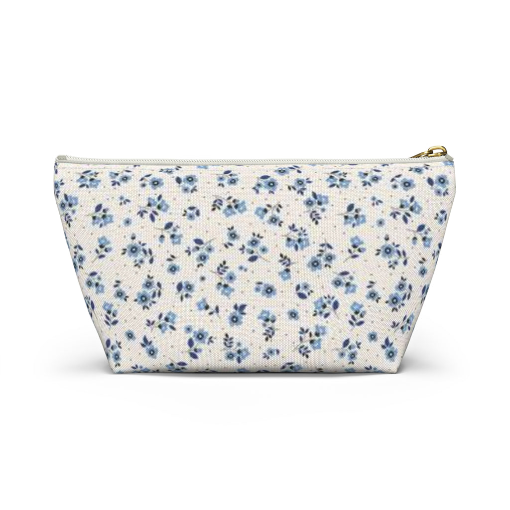 Blue Floral Pattern Accessory Pouch