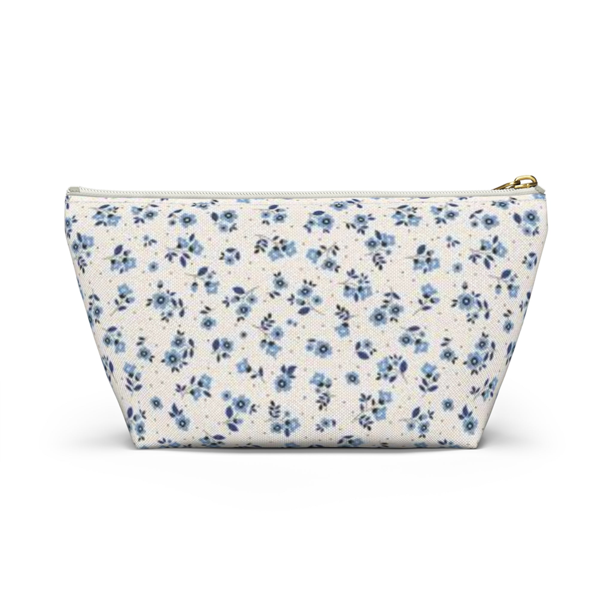 Blue Floral Pattern Accessory Pouch