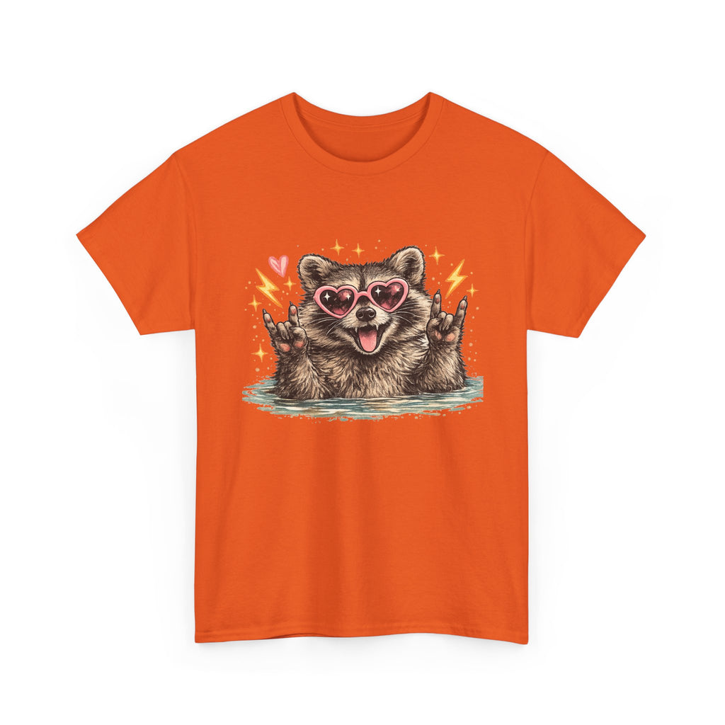 Raccoon Heart Sunglasses Tee — Cute Retro Animal Graphic T-Shirt
