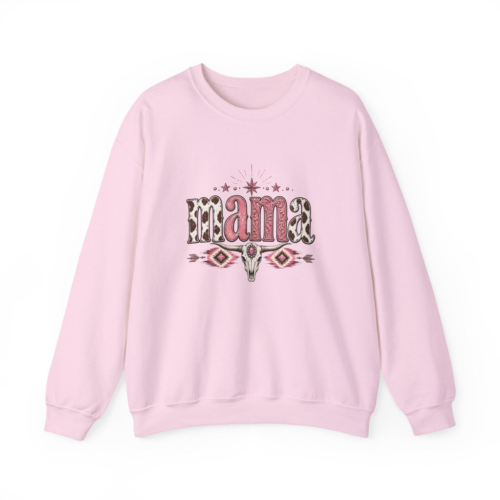 Mama southwestern skull sweatshirt | Boho cowhide lettering crewneck