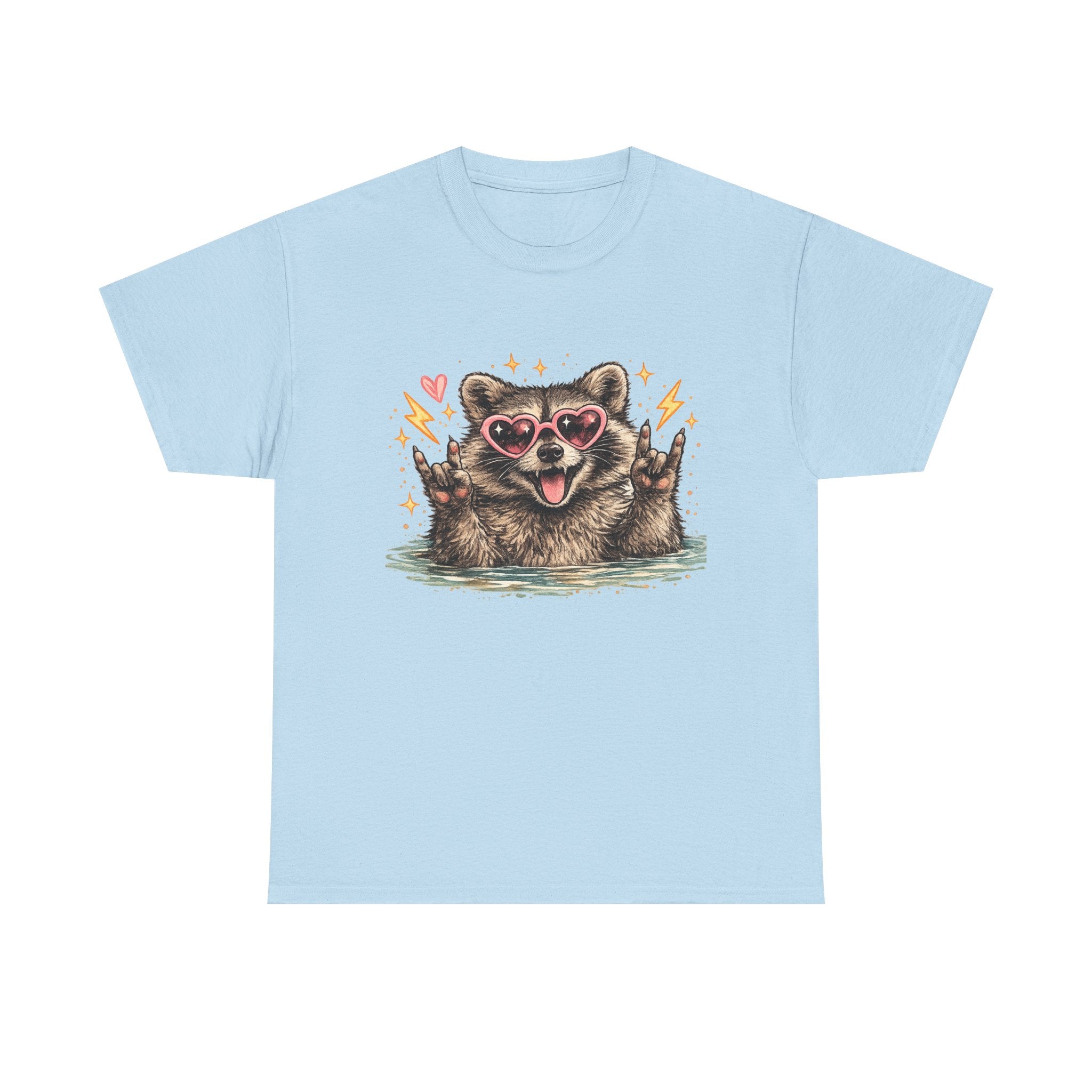 Raccoon Heart Sunglasses Tee — Cute Retro Animal Graphic T-Shirt