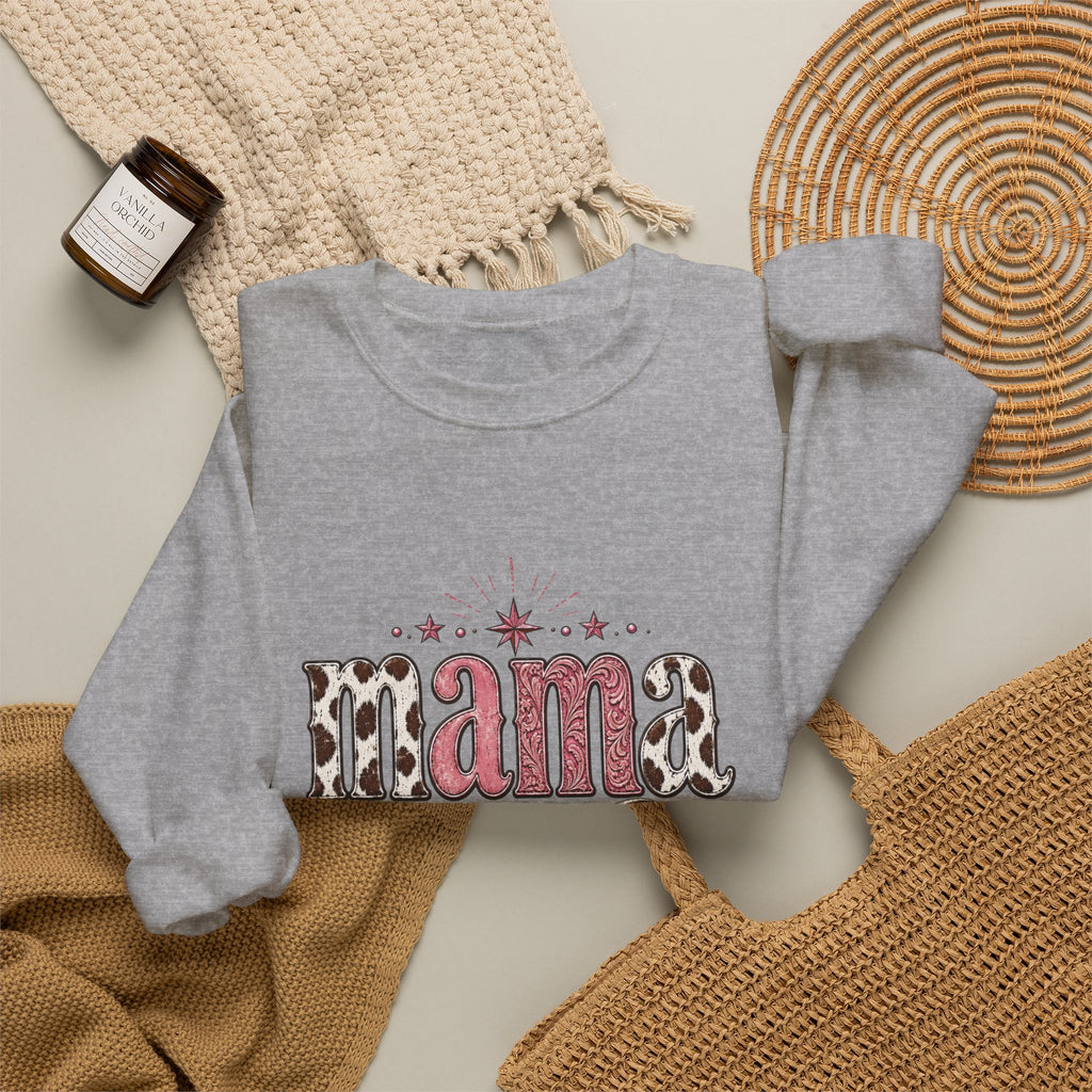 Mama southwestern skull sweatshirt | Boho cowhide lettering crewneck