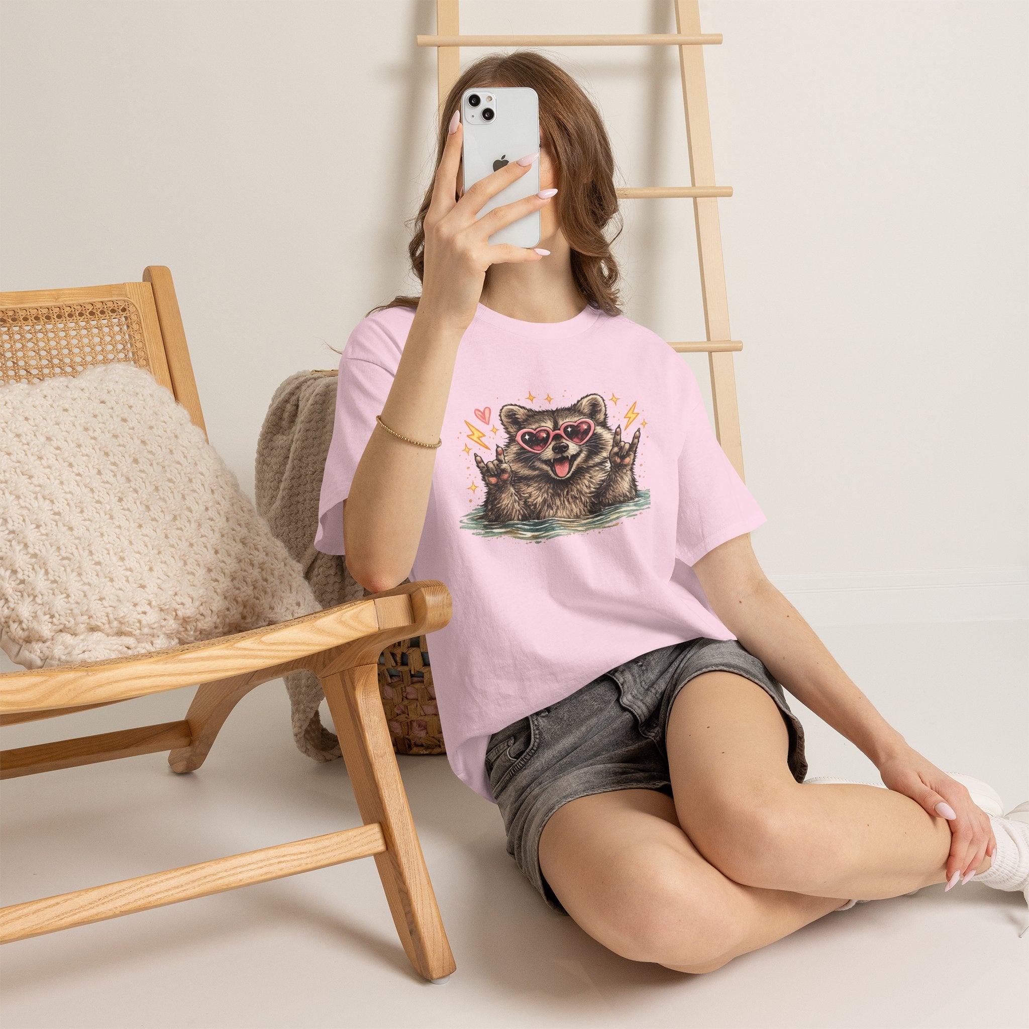 Raccoon Heart Sunglasses Tee — Cute Retro Animal Graphic T-Shirt