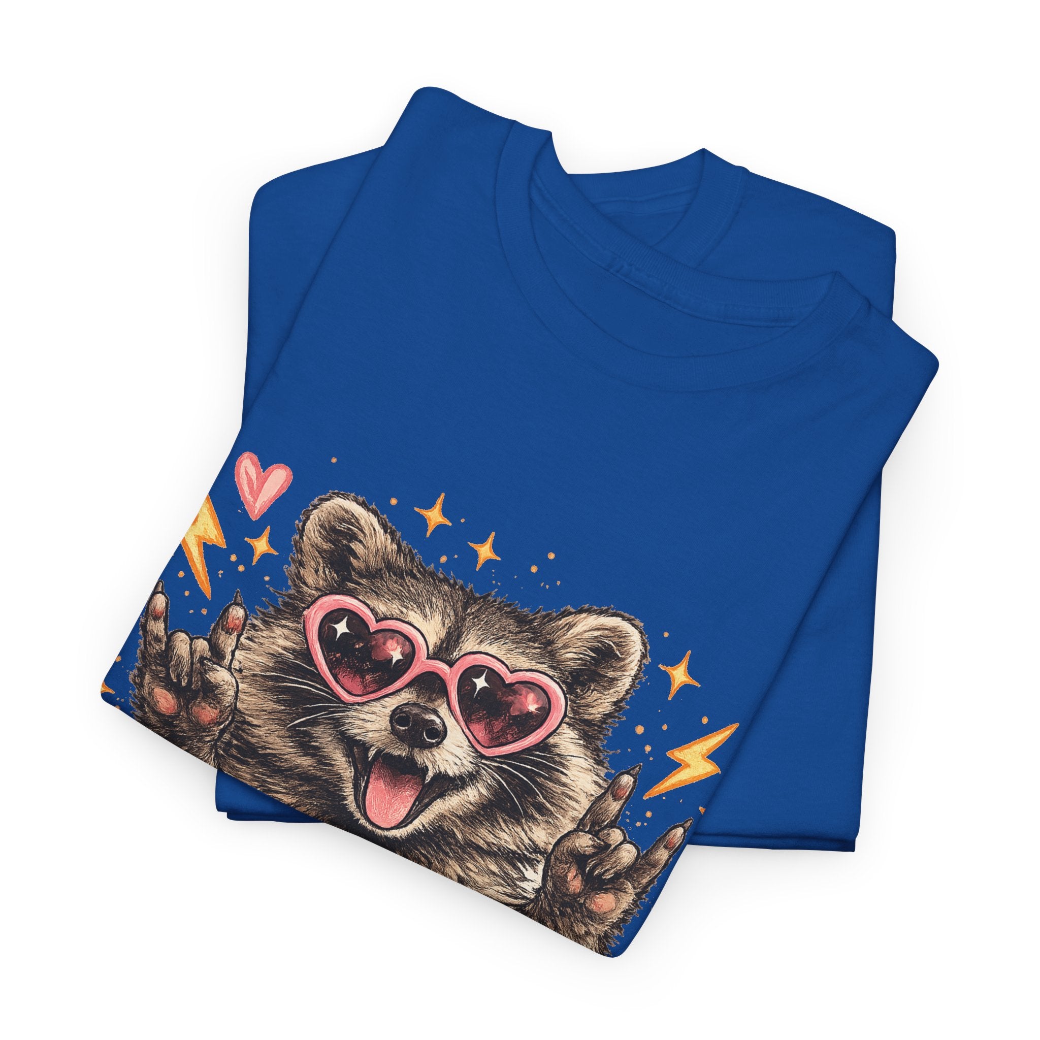 Raccoon Heart Sunglasses Tee — Cute Retro Animal Graphic T-Shirt