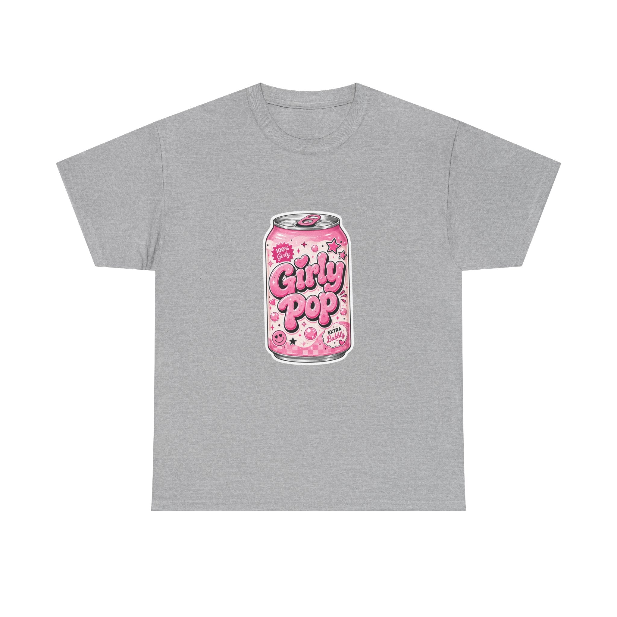 Girly Pop Soda Can T-Shirt | Pink Retro Bubble Drink Illustration