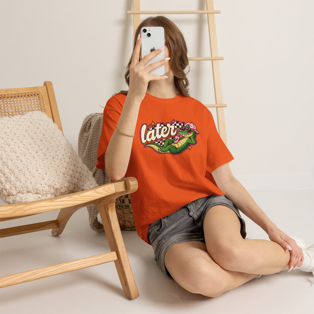 Later Alligator Tee — Retro Cartoon alligator Graphic T-Shirt