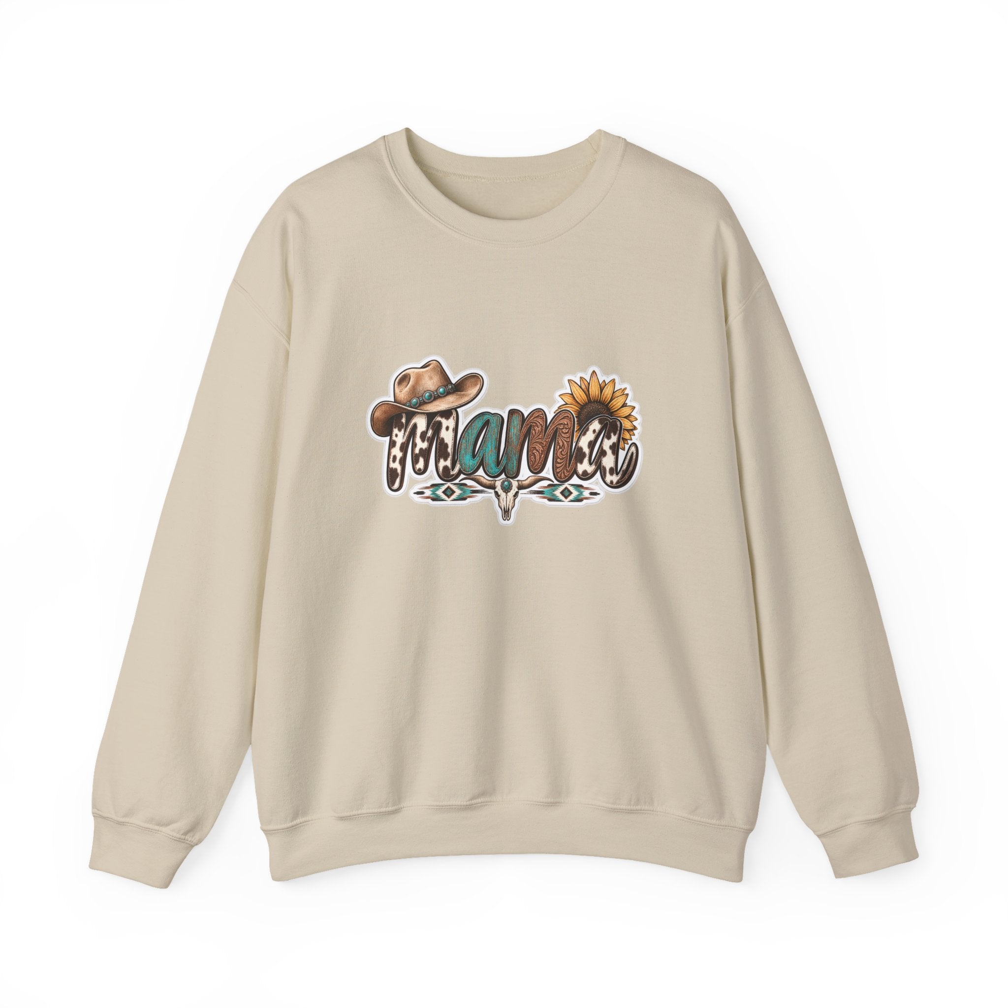 Mama Western script with cowboy hat and sunflower Sweatshirt | Southwestern ranch style
