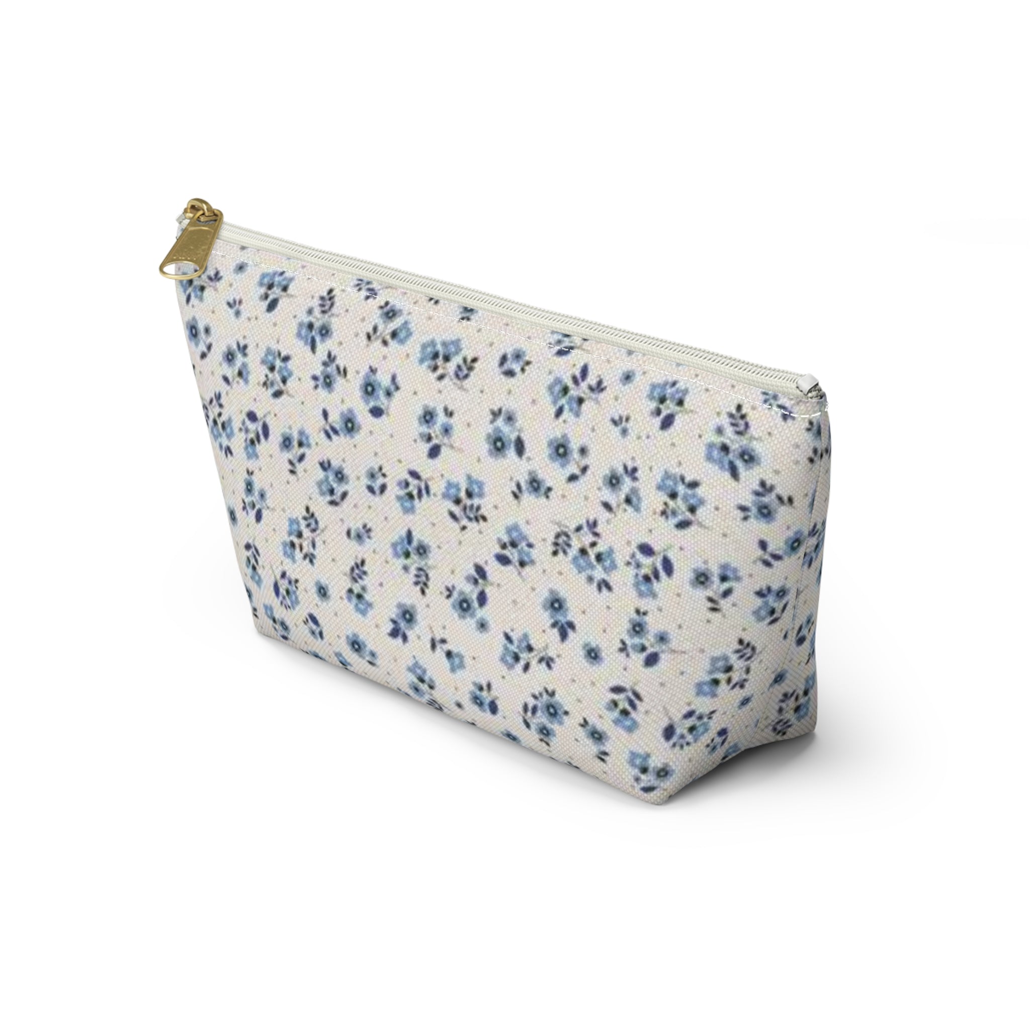 Blue Floral Pattern Accessory Pouch