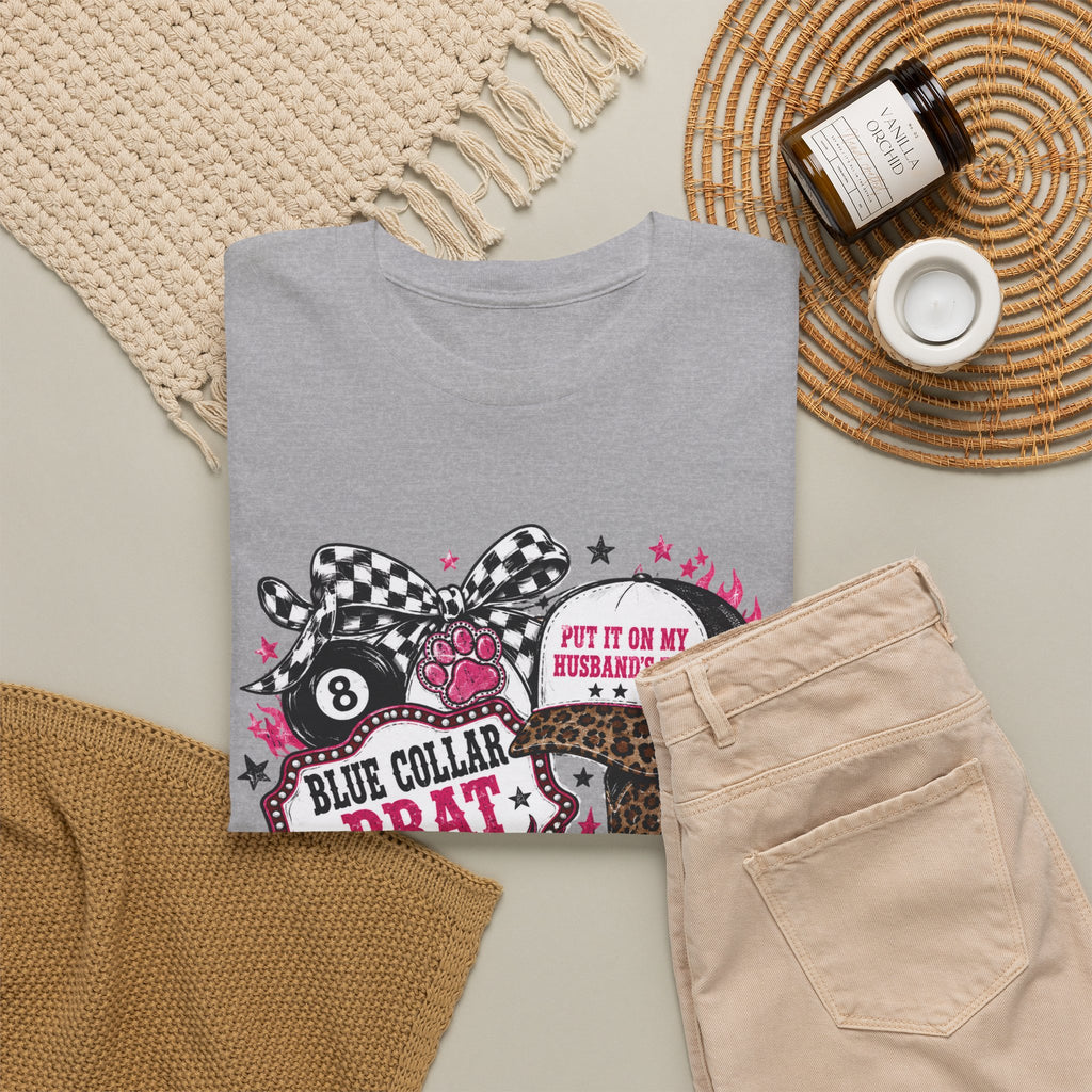 Blue Collar Brat Tee | Cowgirl Boots, Bandana, Leopard Print, Heart Graphic