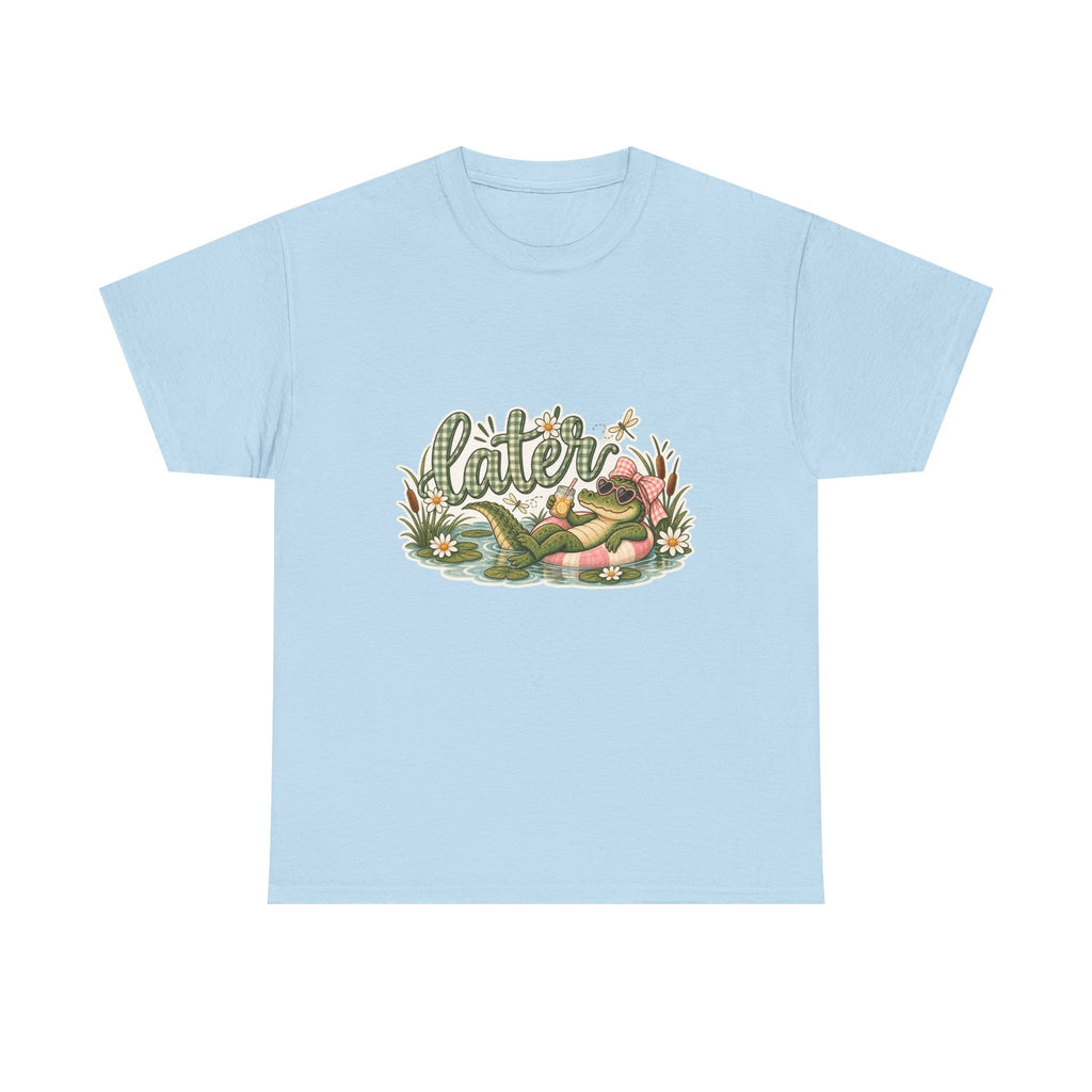 Later Gator Graphic Tee | Relaxing Alligator Illustration, Floral Nature Design
