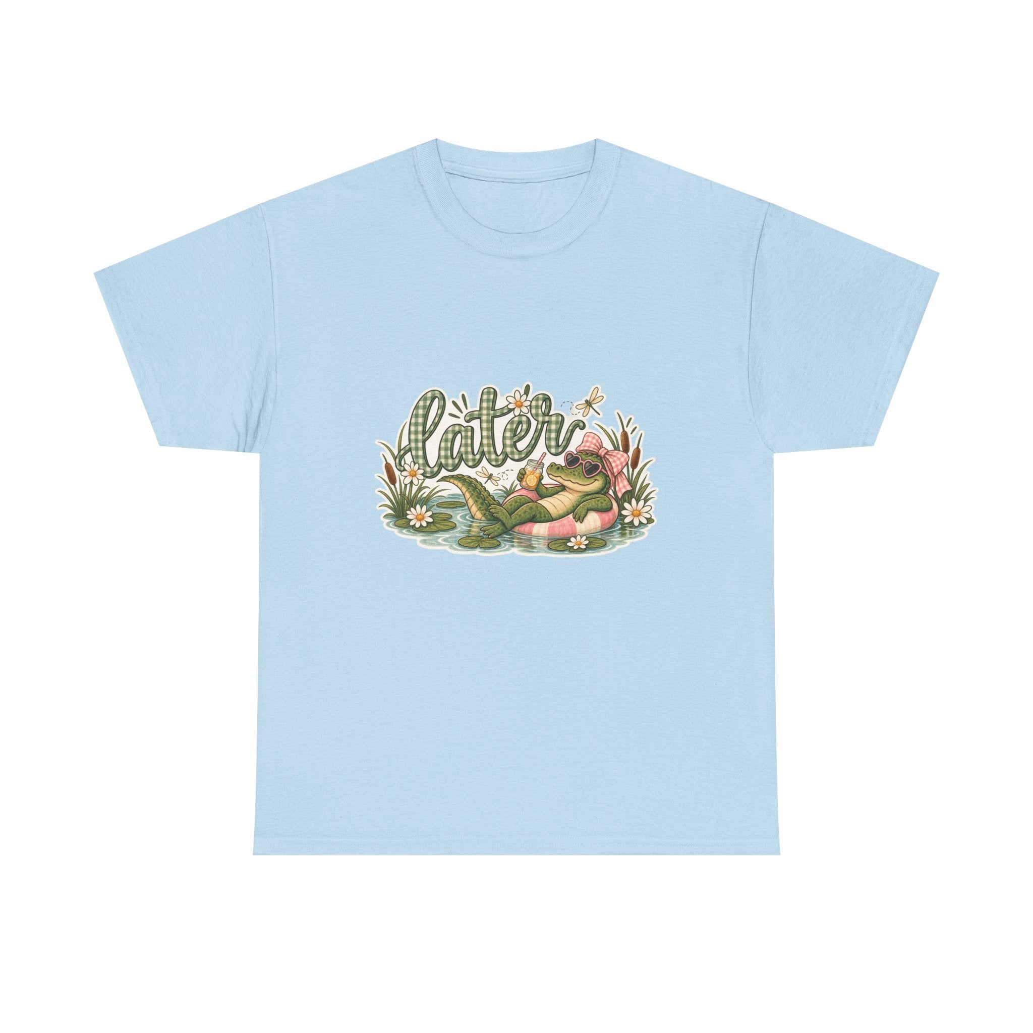 Later Gator Graphic Tee | Relaxing Alligator Illustration, Floral Nature Design