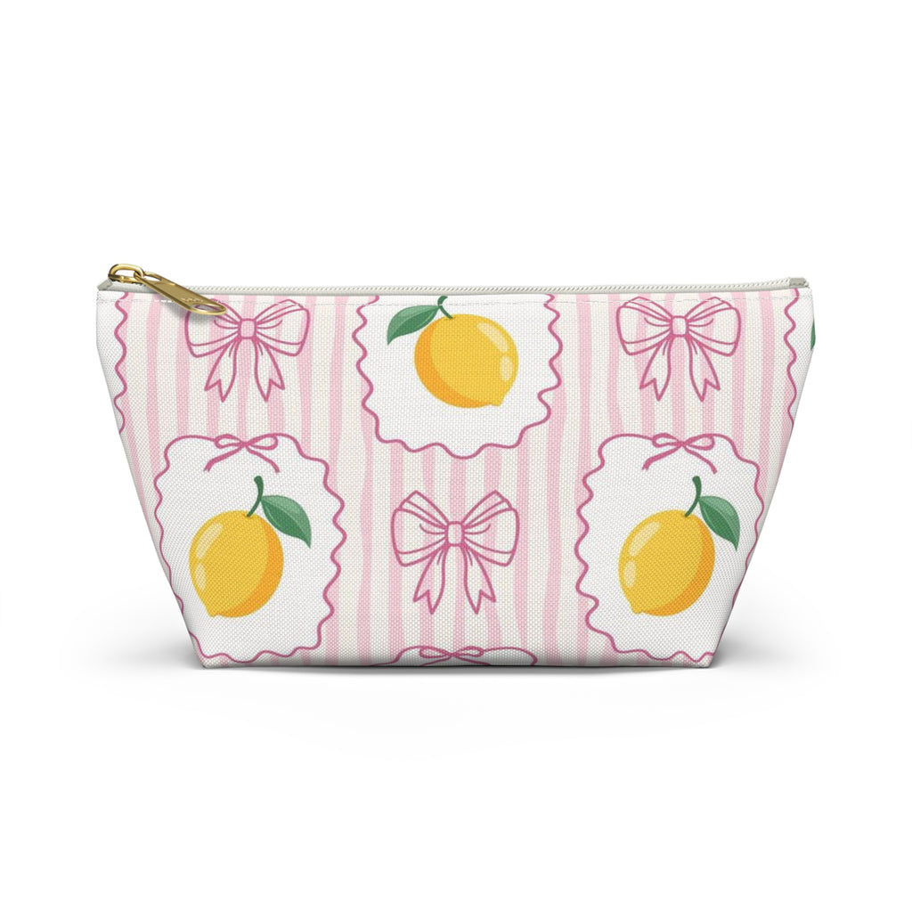 Lemon Bow Pattern Accessory Pouch | T-Bottom Cosmetic Bag
