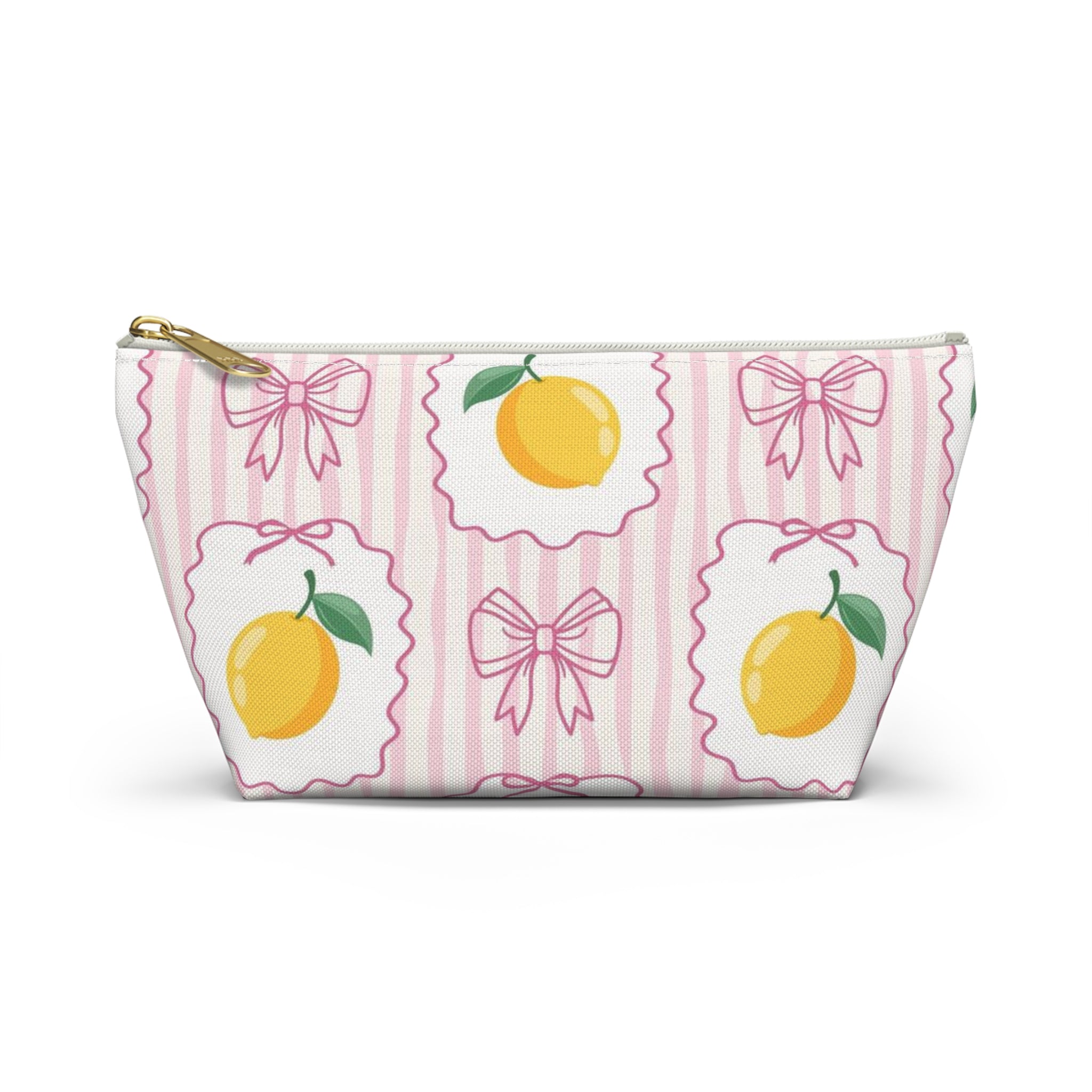 Lemon Bow Pattern Accessory Pouch | T-Bottom Cosmetic Bag