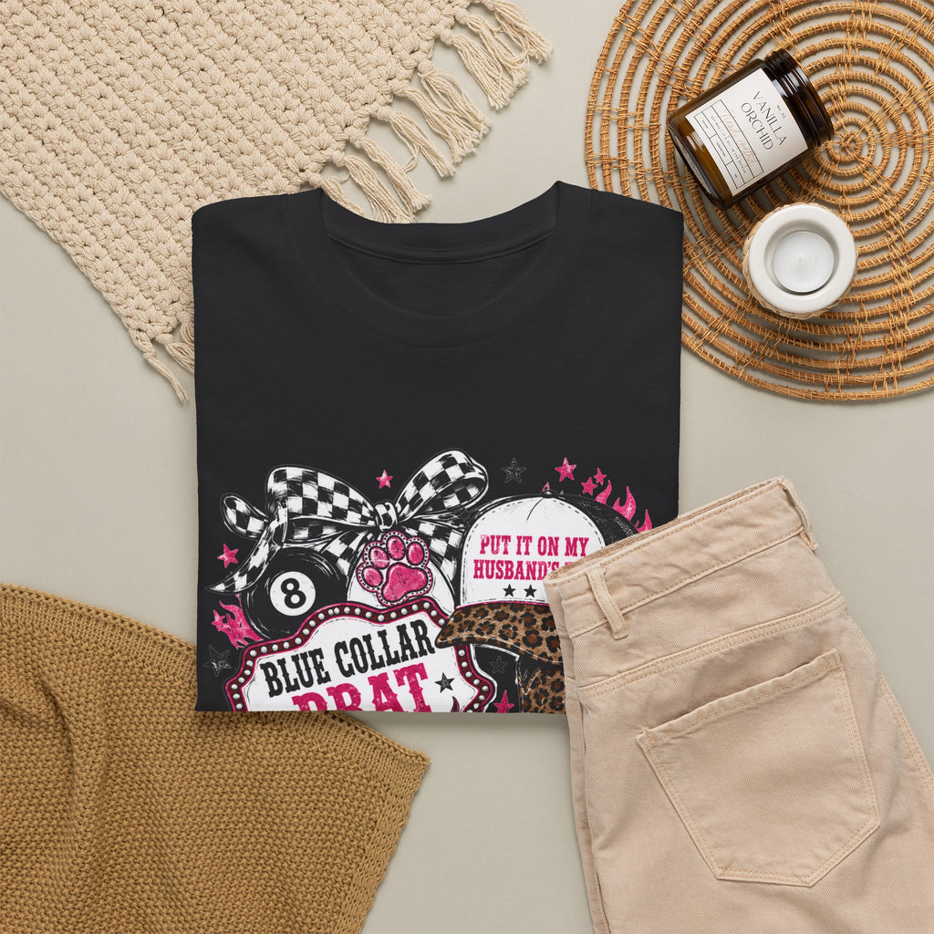 Blue Collar Brat Tee | Cowgirl Boots, Bandana, Leopard Print, Heart Graphic