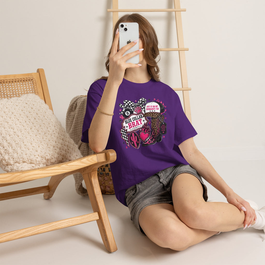 Blue Collar Brat Tee | Cowgirl Boots, Bandana, Leopard Print, Heart Graphic