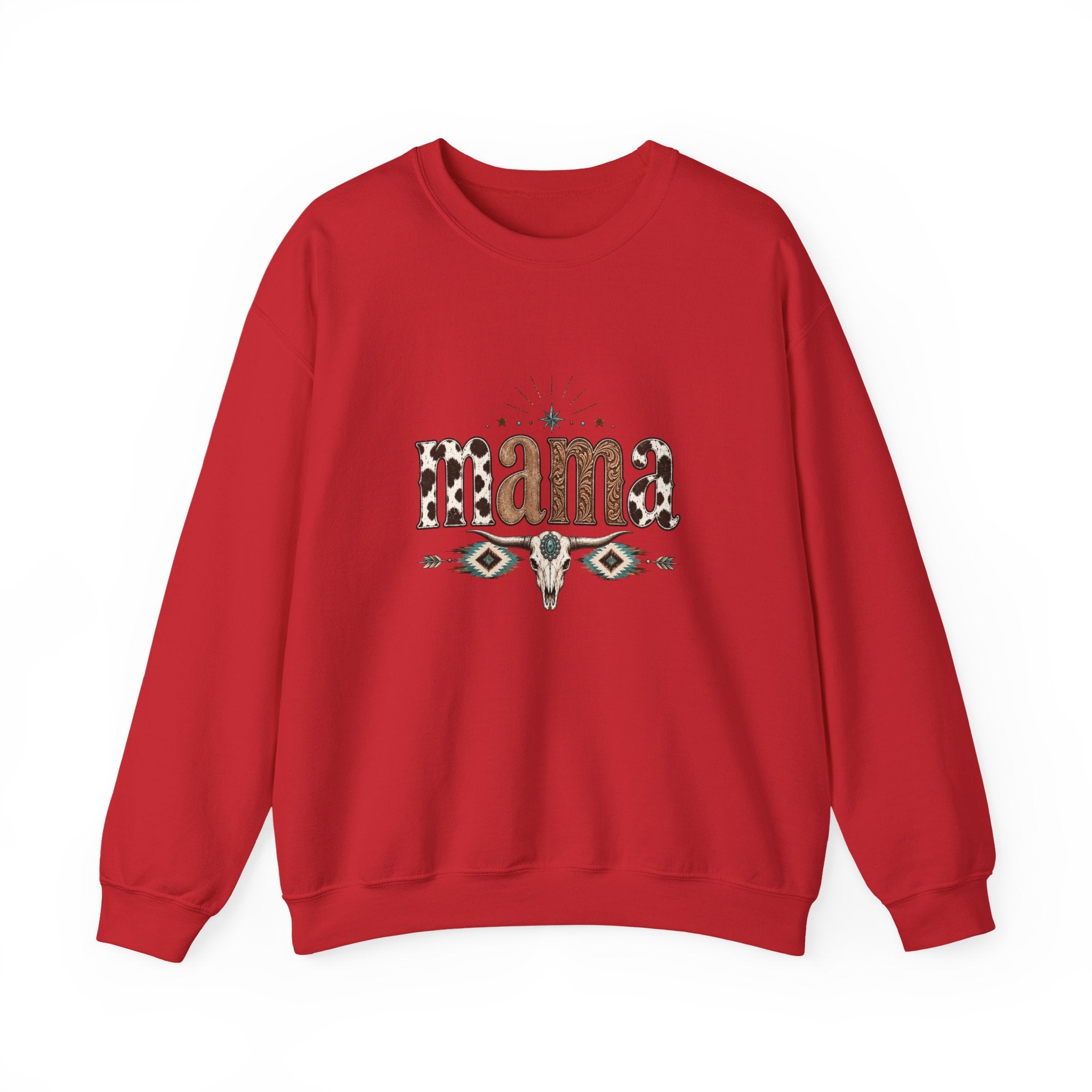 Mama Southwestern Skull sweatshirt | Cowhide Lettering, Turquoise Accents
