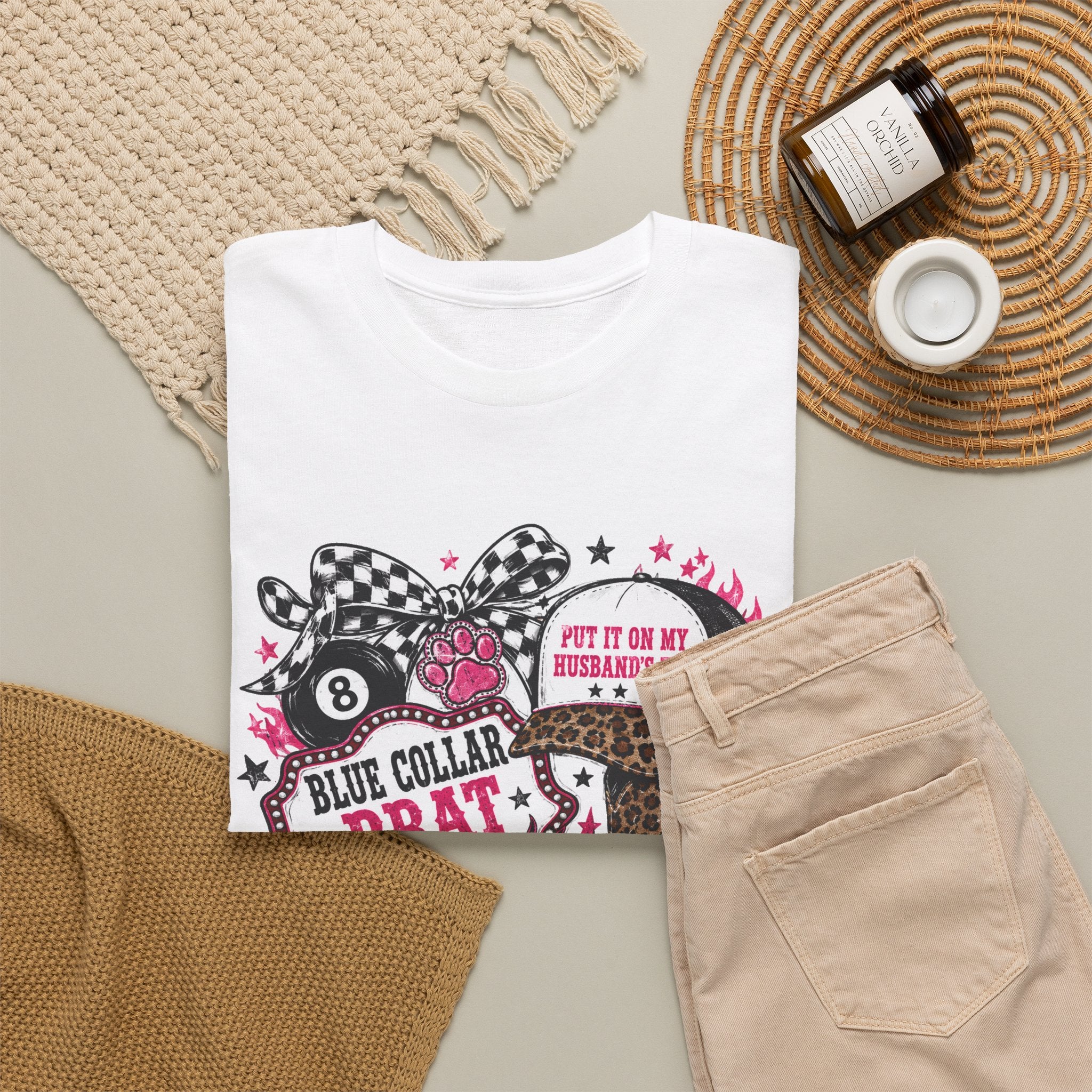 Blue Collar Brat Tee | Cowgirl Boots, Bandana, Leopard Print, Heart Graphic