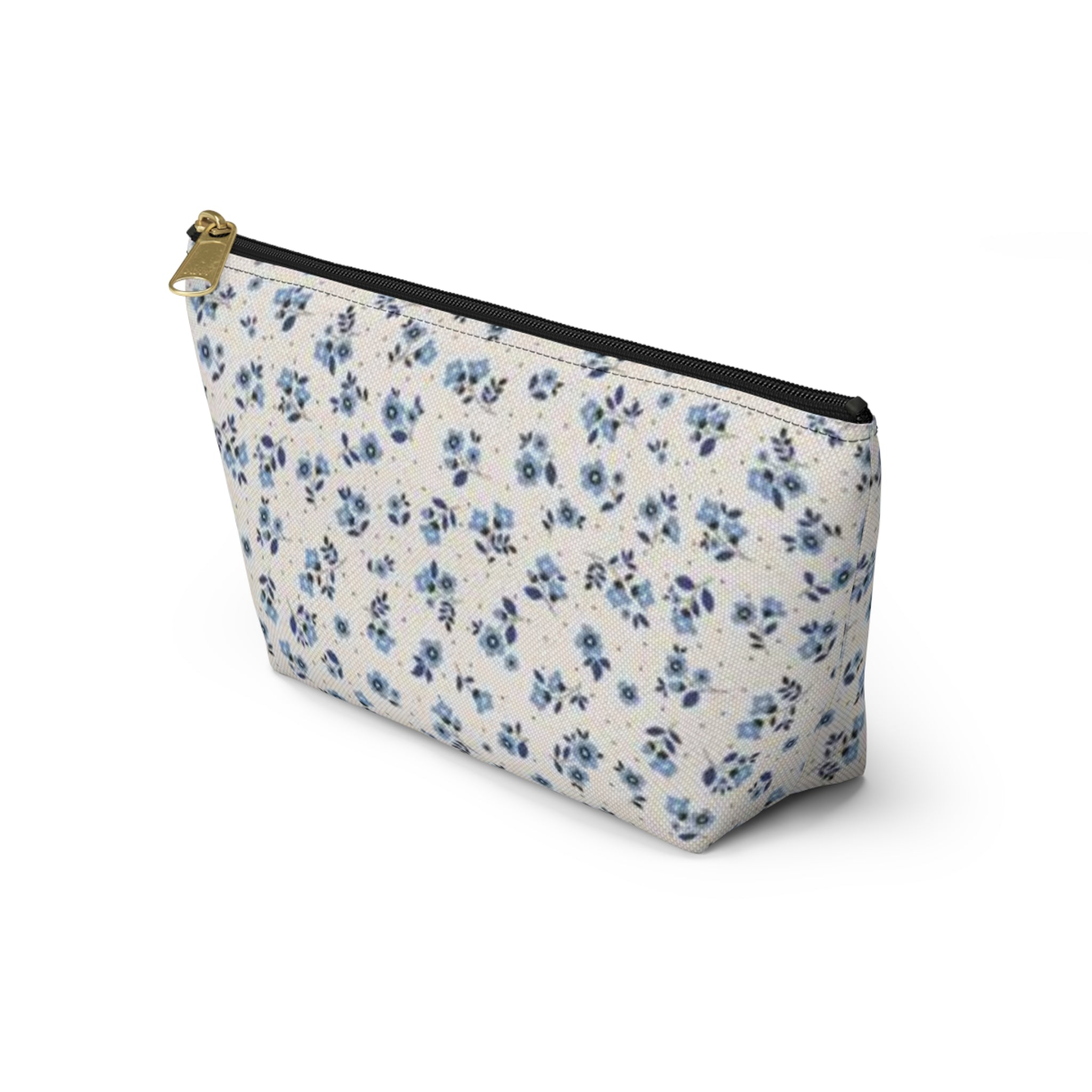 Blue Floral Pattern Accessory Pouch