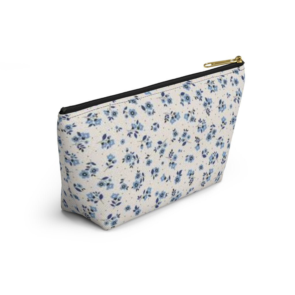 Blue Floral Pattern Accessory Pouch