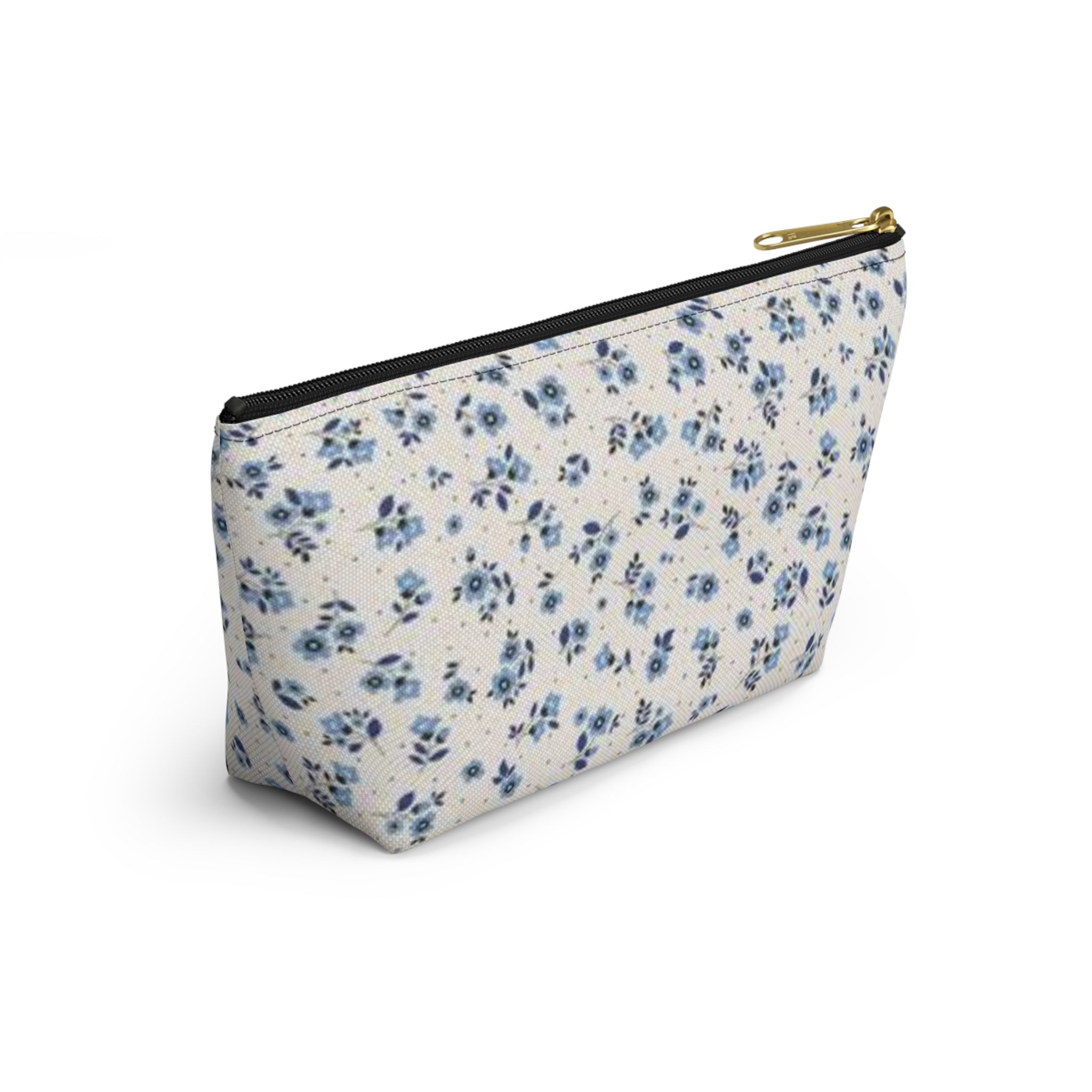 Blue Floral Pattern Accessory Pouch