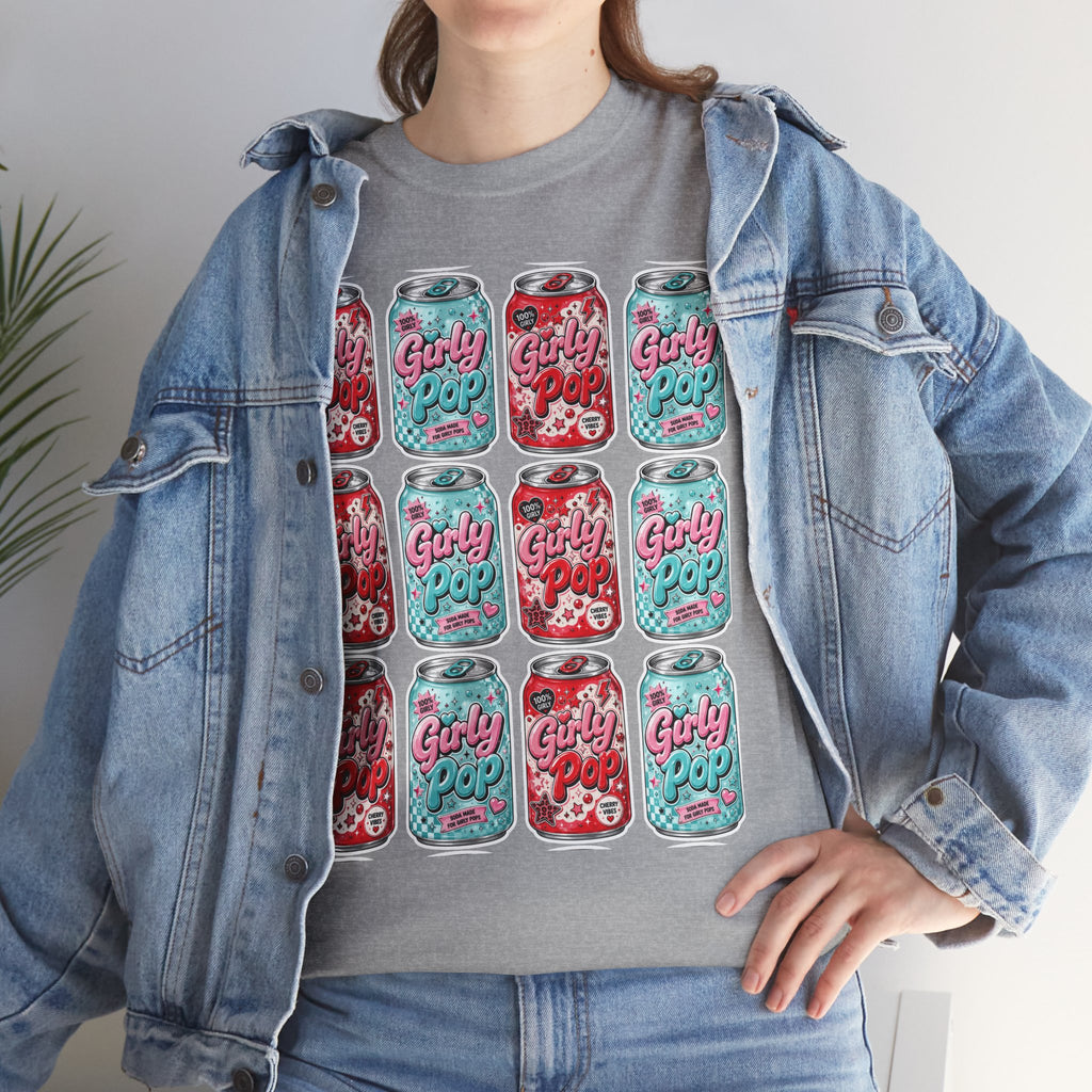 Girly Pop Soda Cans T-Shirt | Retro Soda Can Pattern