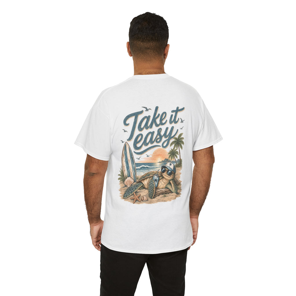 Take It Easy Surf T-Shirt — Relaxing Beach turtle Graphic Tee