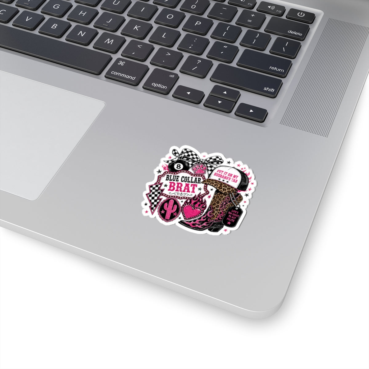 Blue Collar Brat Kiss-Cut Sticker | Leopard Boot, Pink Cactus, Trucker Hat
