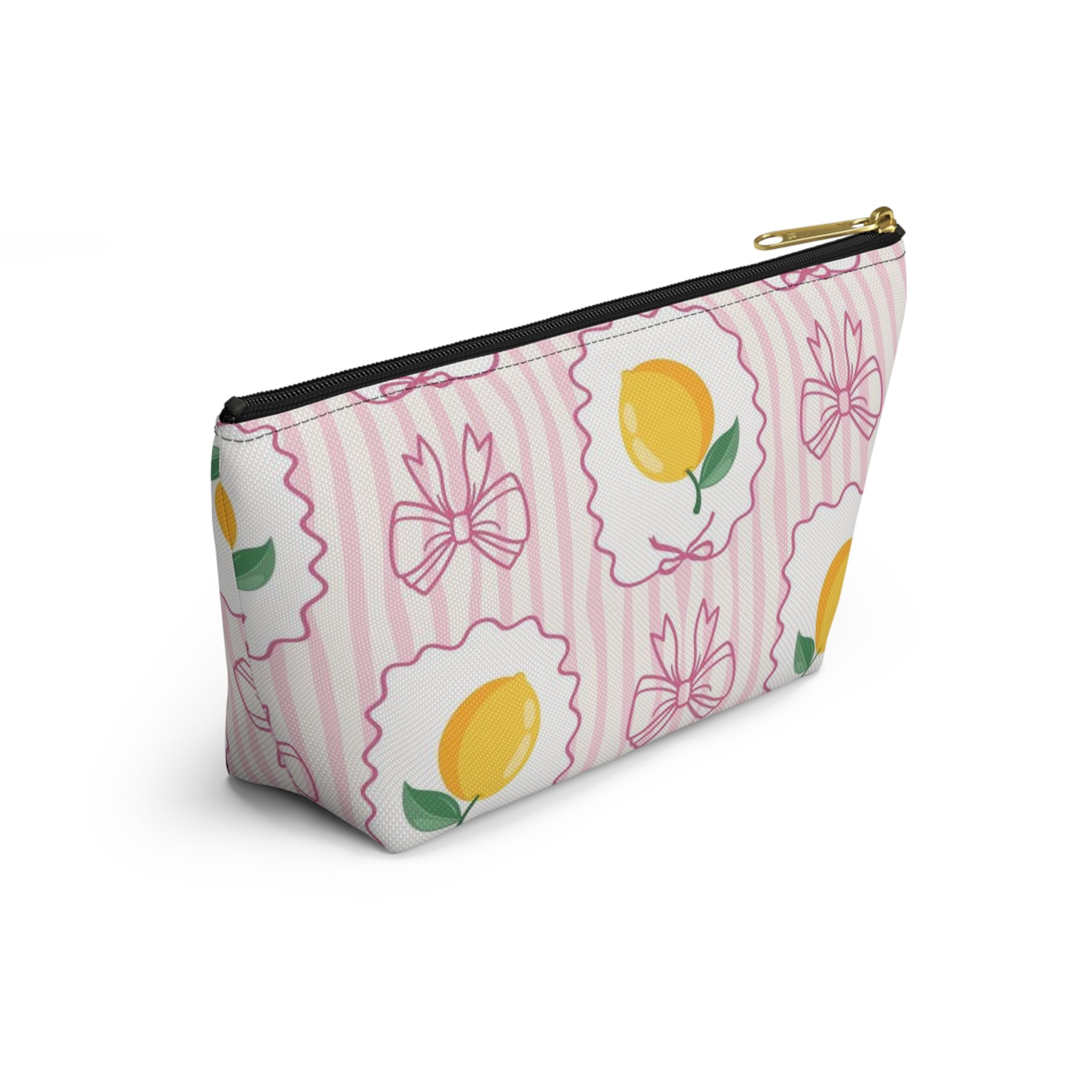 Lemon Bow Pattern Accessory Pouch | T-Bottom Cosmetic Bag