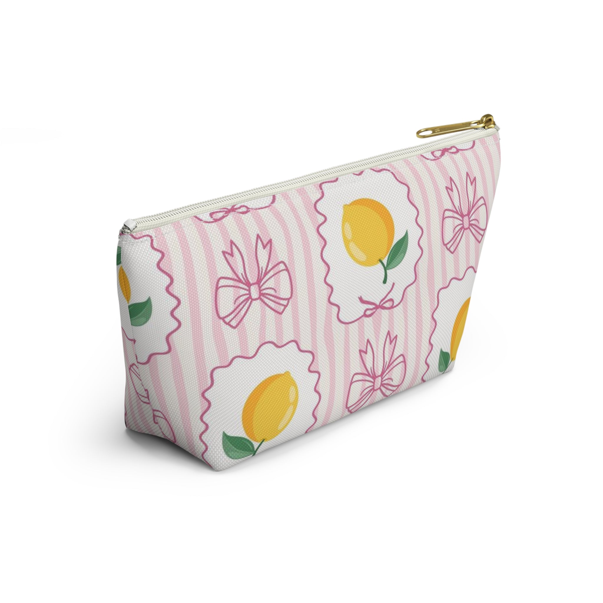 Lemon Bow Pattern Accessory Pouch | T-Bottom Cosmetic Bag