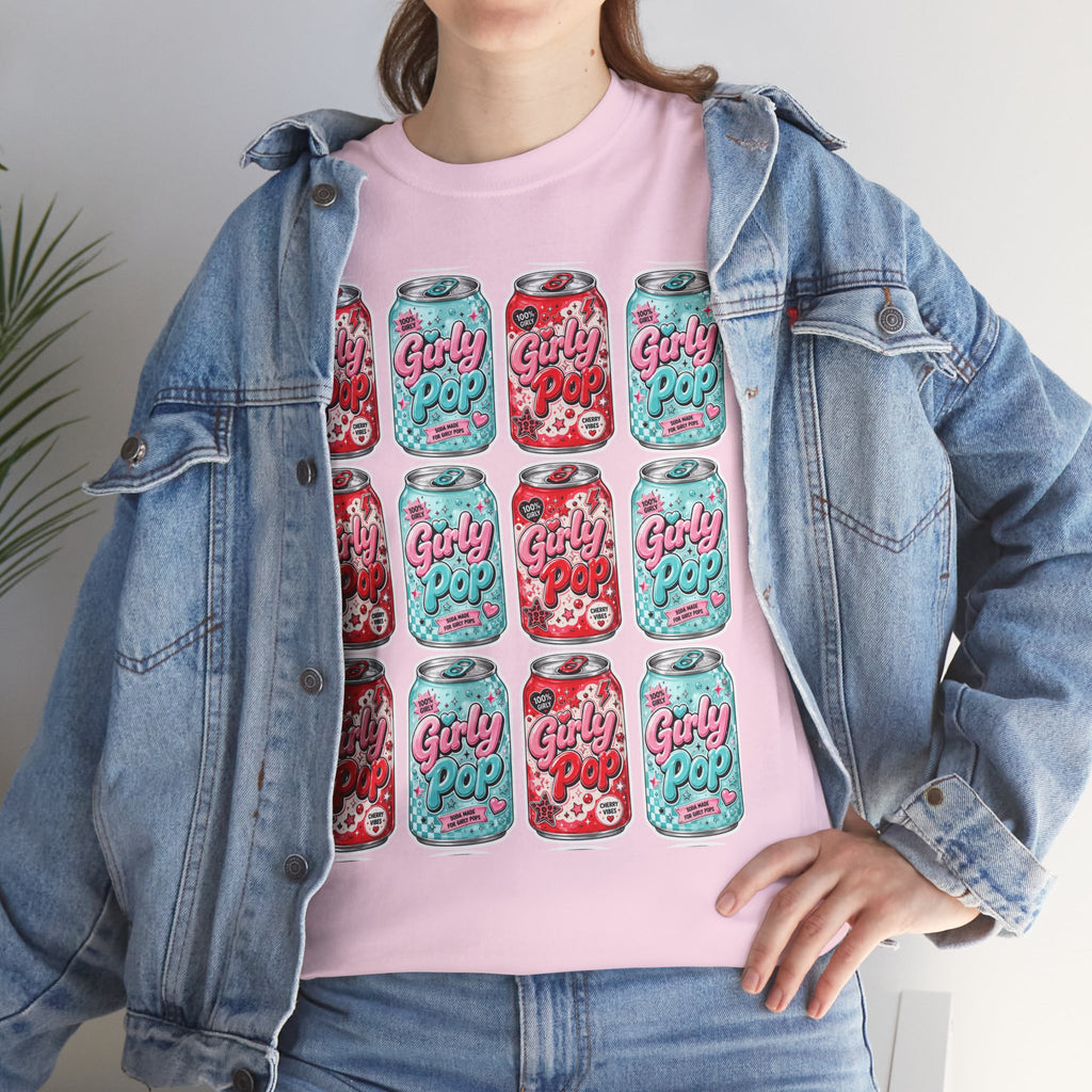 Girly Pop Soda Cans T-Shirt | Retro Soda Can Pattern