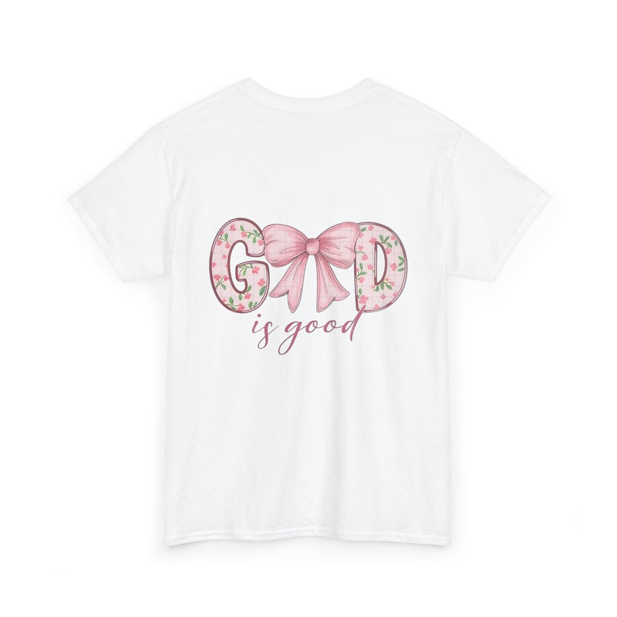 God Is Good Floral Tee — Pink Bow Christian Faith T-Shirt