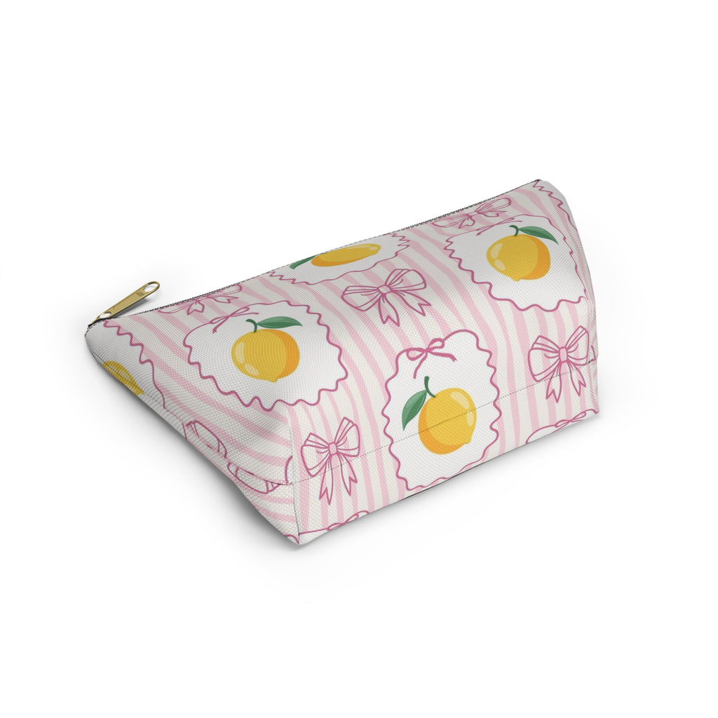 Lemon Bow Pattern Accessory Pouch | T-Bottom Cosmetic Bag