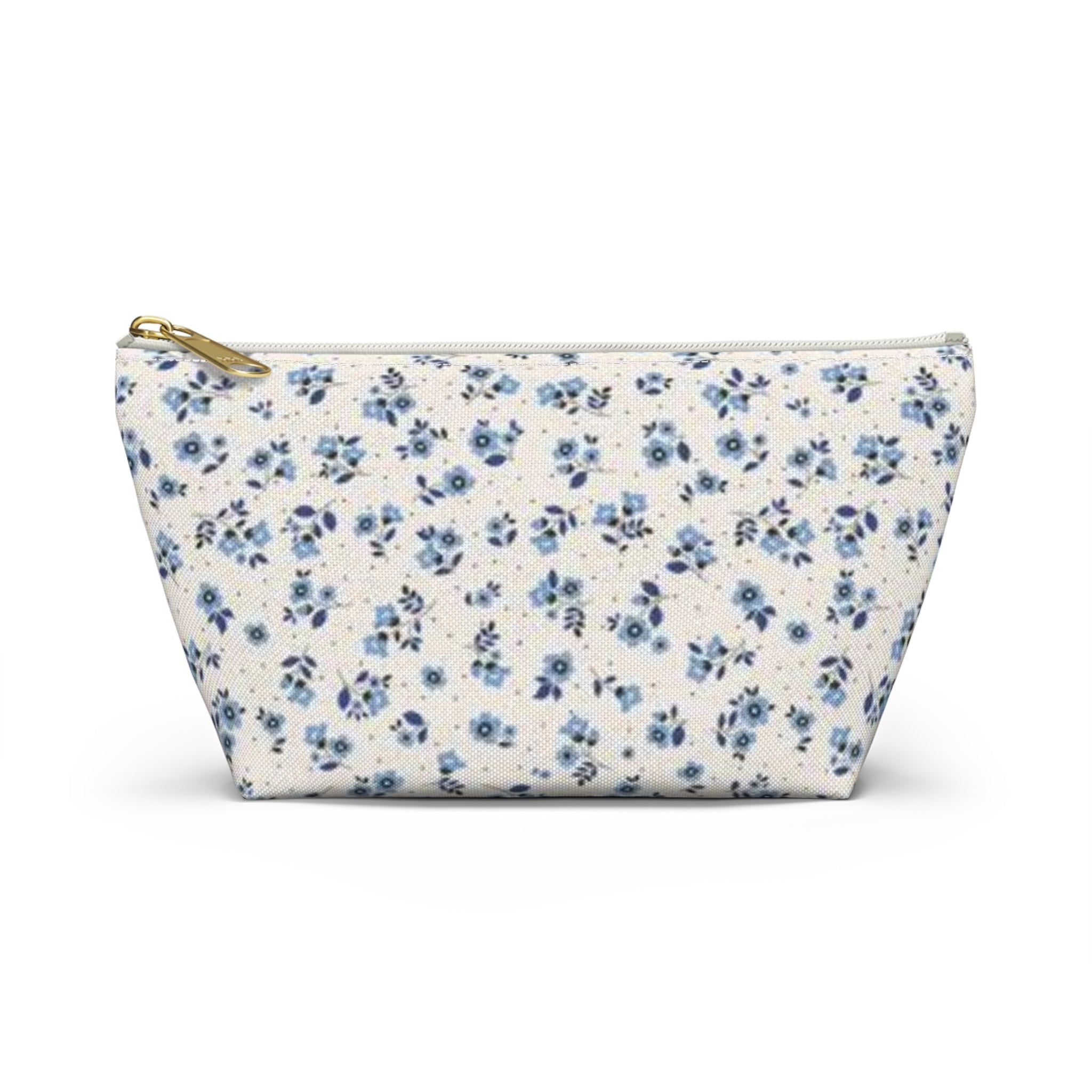 Blue Floral Pattern Accessory Pouch