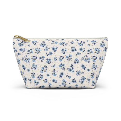 Blue Floral Pattern Accessory Pouch