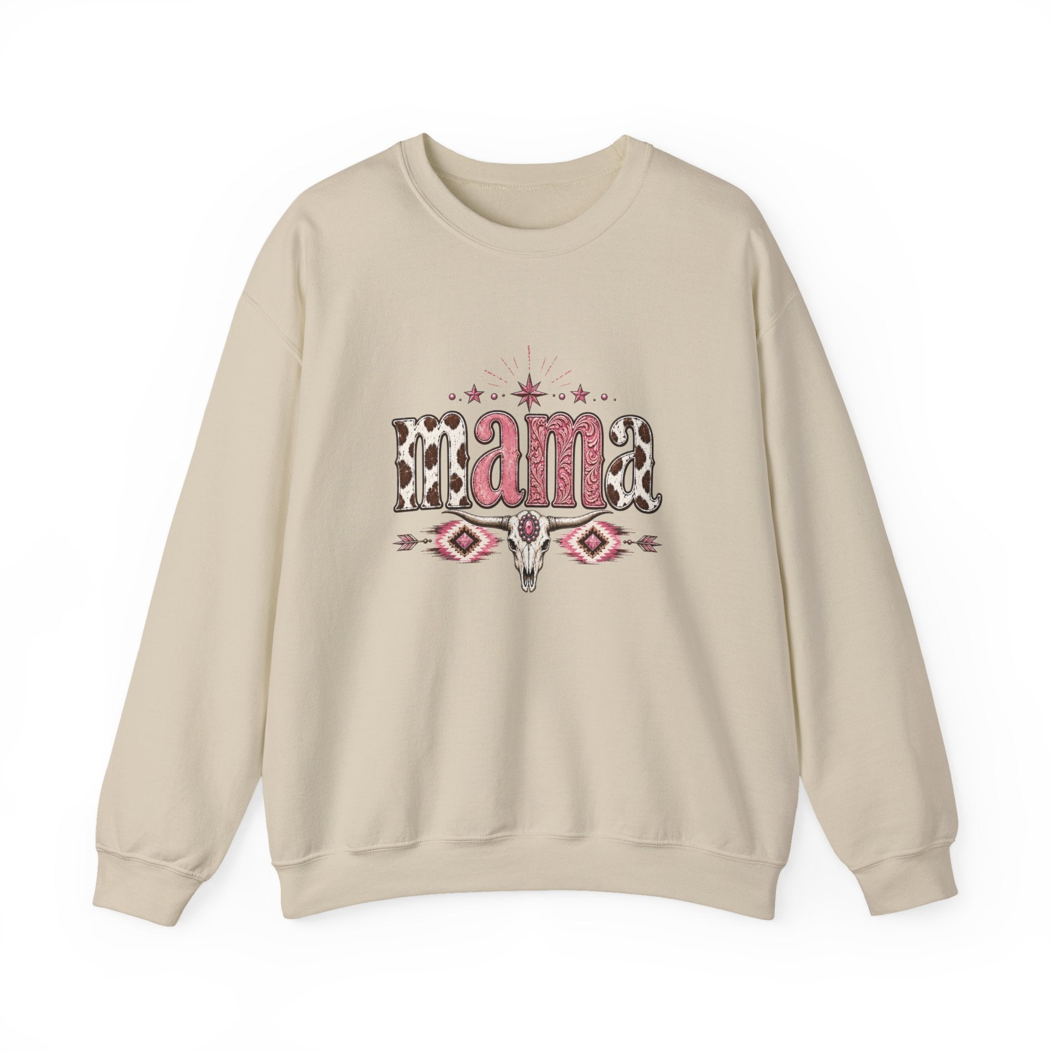 Mama southwestern skull sweatshirt | Boho cowhide lettering crewneck