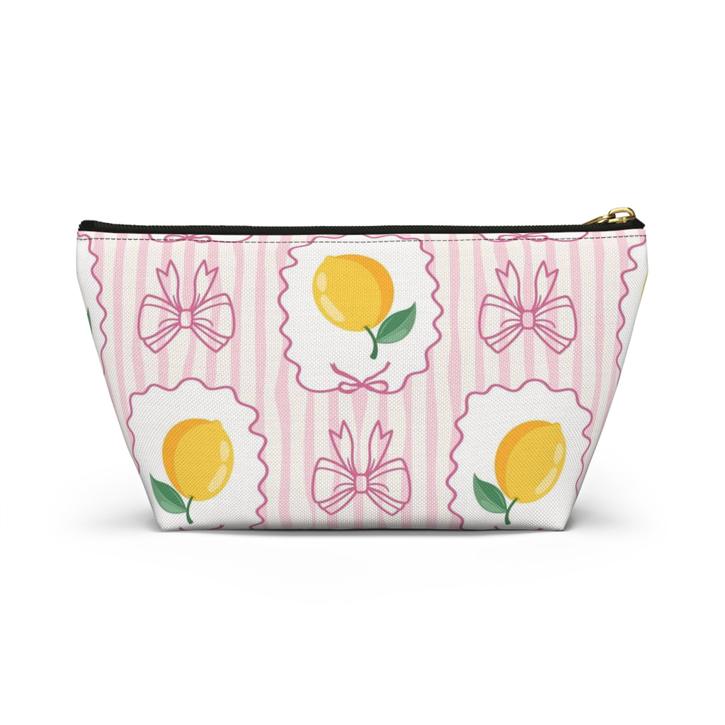 Lemon Bow Pattern Accessory Pouch | T-Bottom Cosmetic Bag