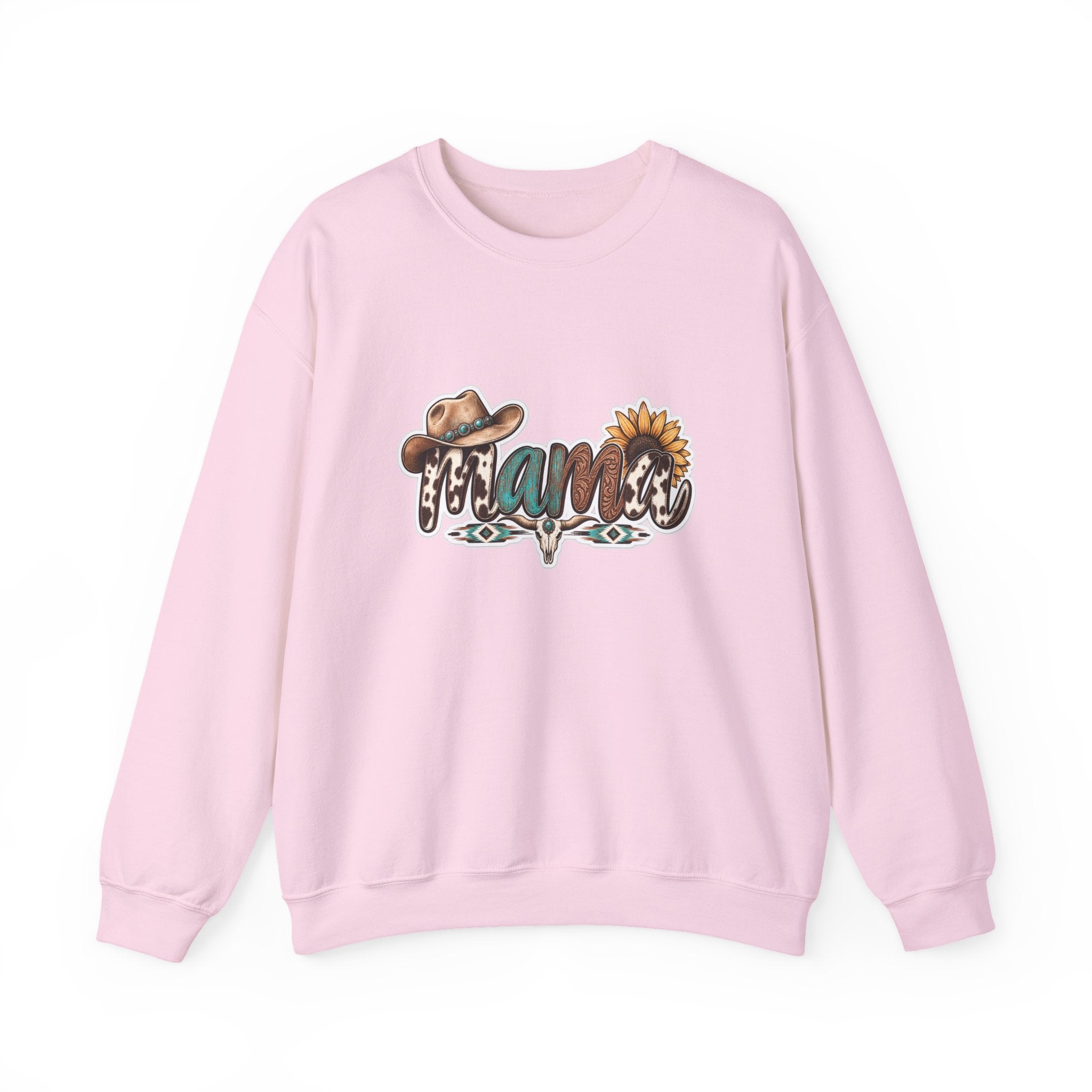 Mama Western script with cowboy hat and sunflower Sweatshirt | Southwestern ranch style