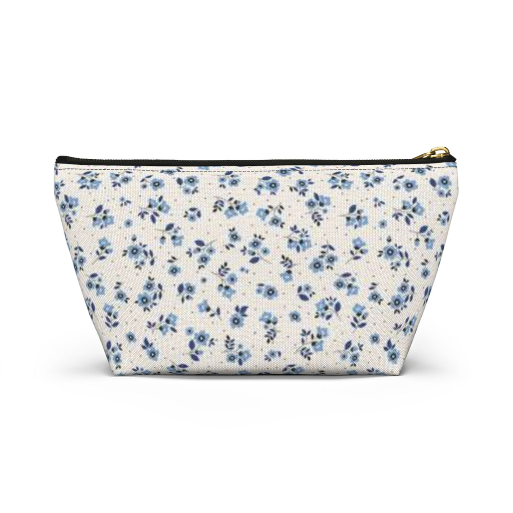 Blue Floral Pattern Accessory Pouch