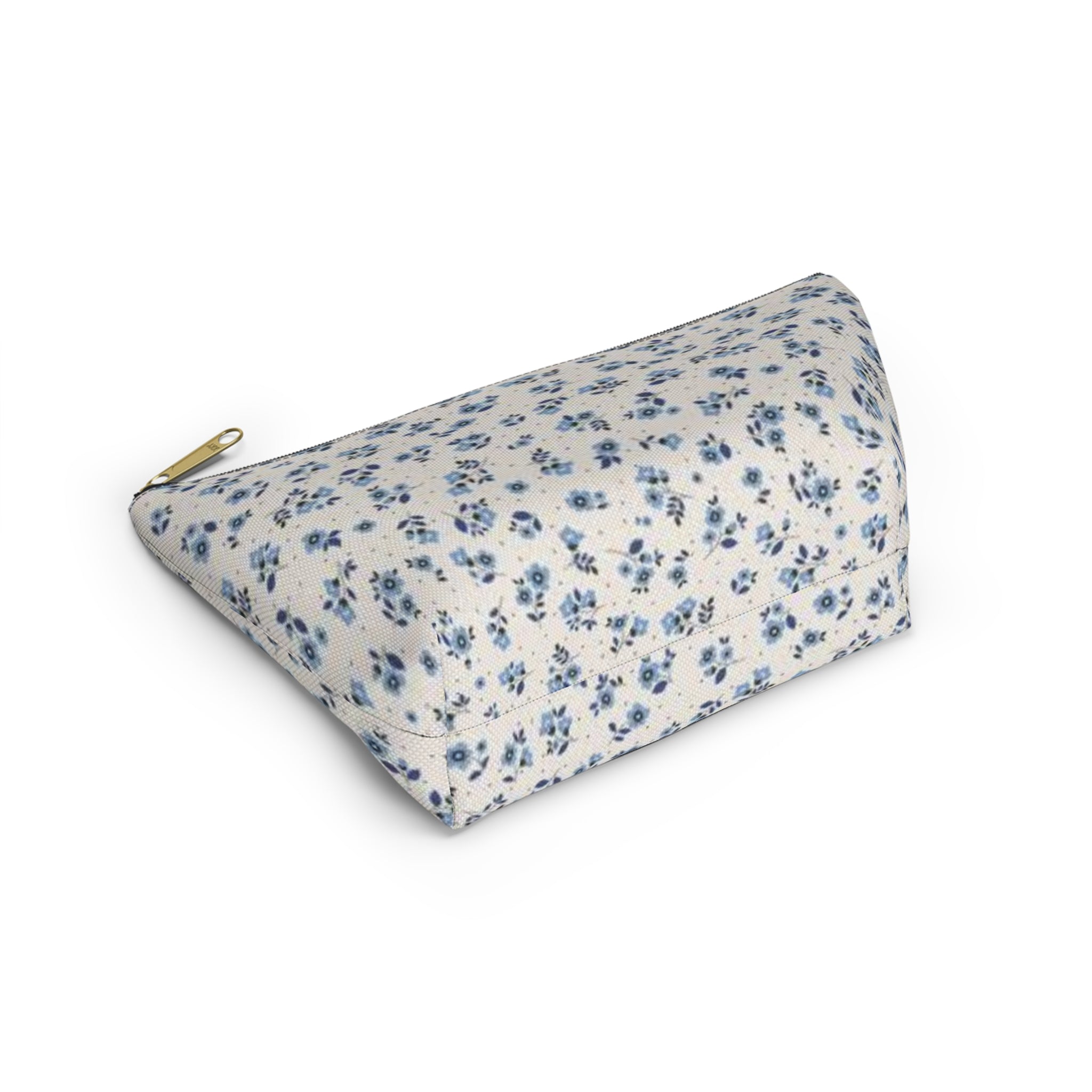 Blue Floral Pattern Accessory Pouch